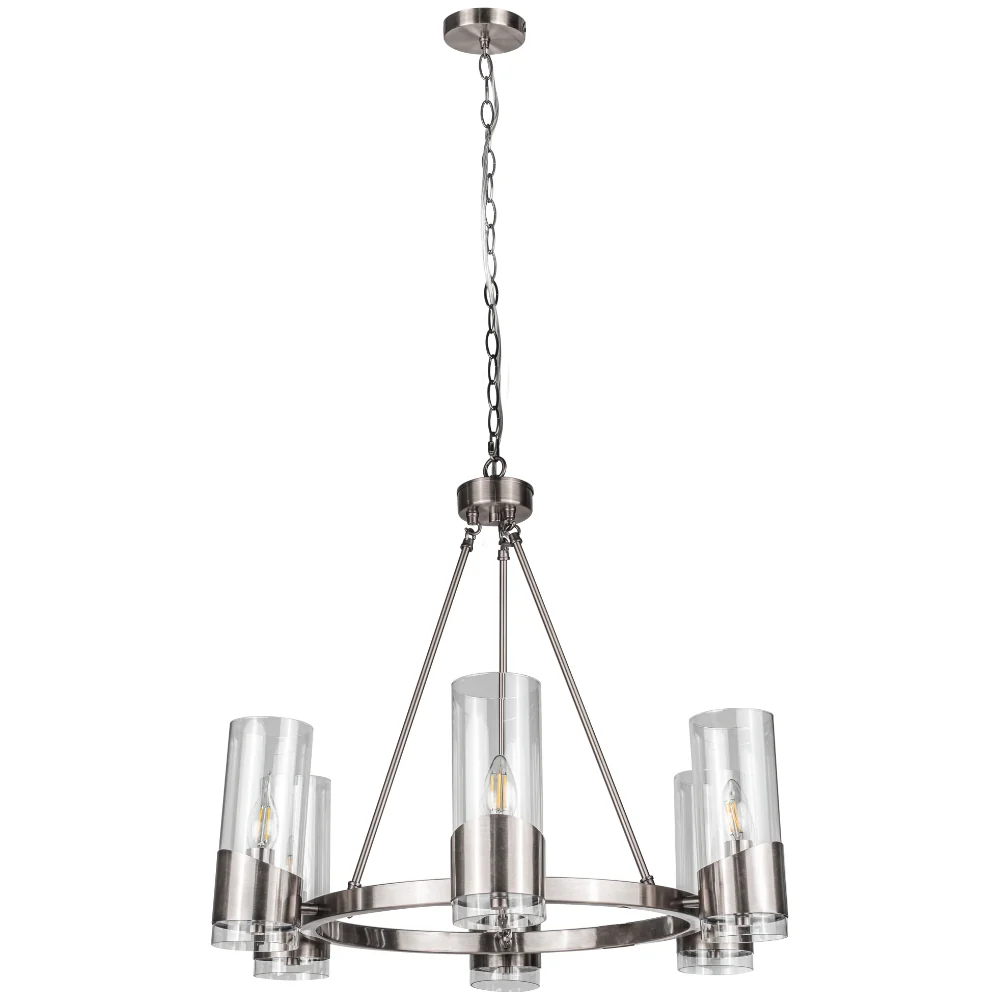 Rossa 6 Light Pendant- Antique Brass/ Satin Chrome - Image 3
