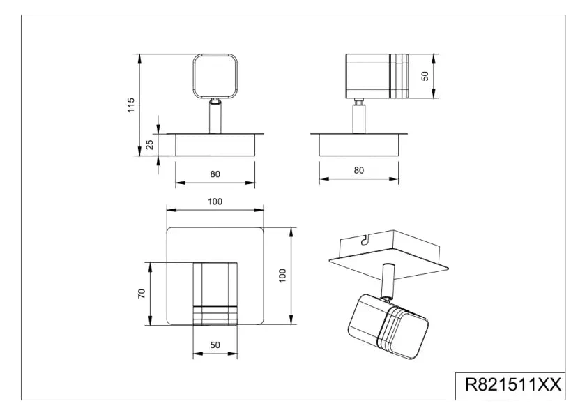 Roubaix Ceiling Spotlight - White/Nickel - Image 3