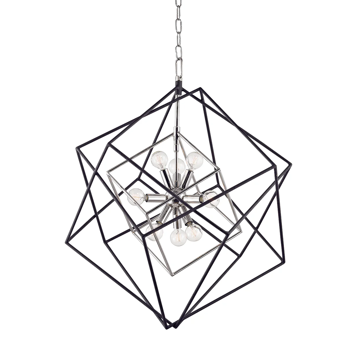 Roundout 9Lt Chandelier- Polished Nickel/Aged Brass
