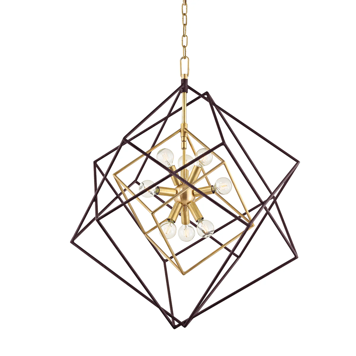 Roundout 9Lt Chandelier- Polished Nickel/Aged Brass - Image 2