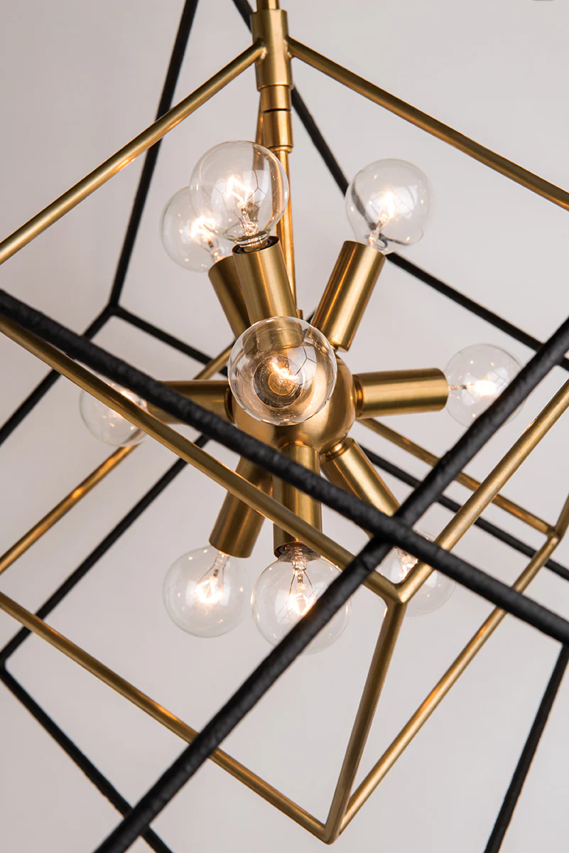 Roundout 9Lt Chandelier- Polished Nickel/Aged Brass - Image 4