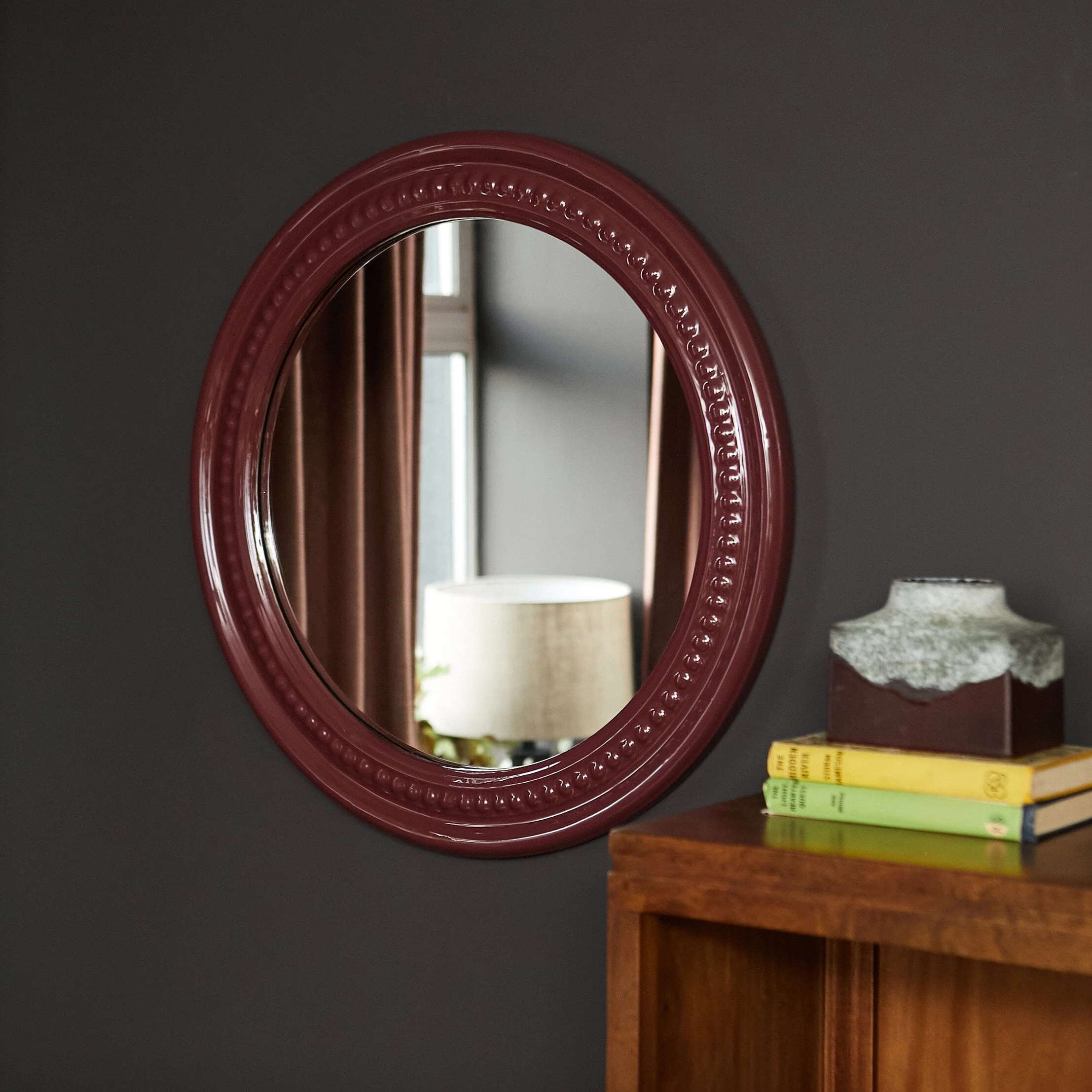 Rowan Beaded Mirror- Burgundy/ Green/ Teal Finishes - Image 4