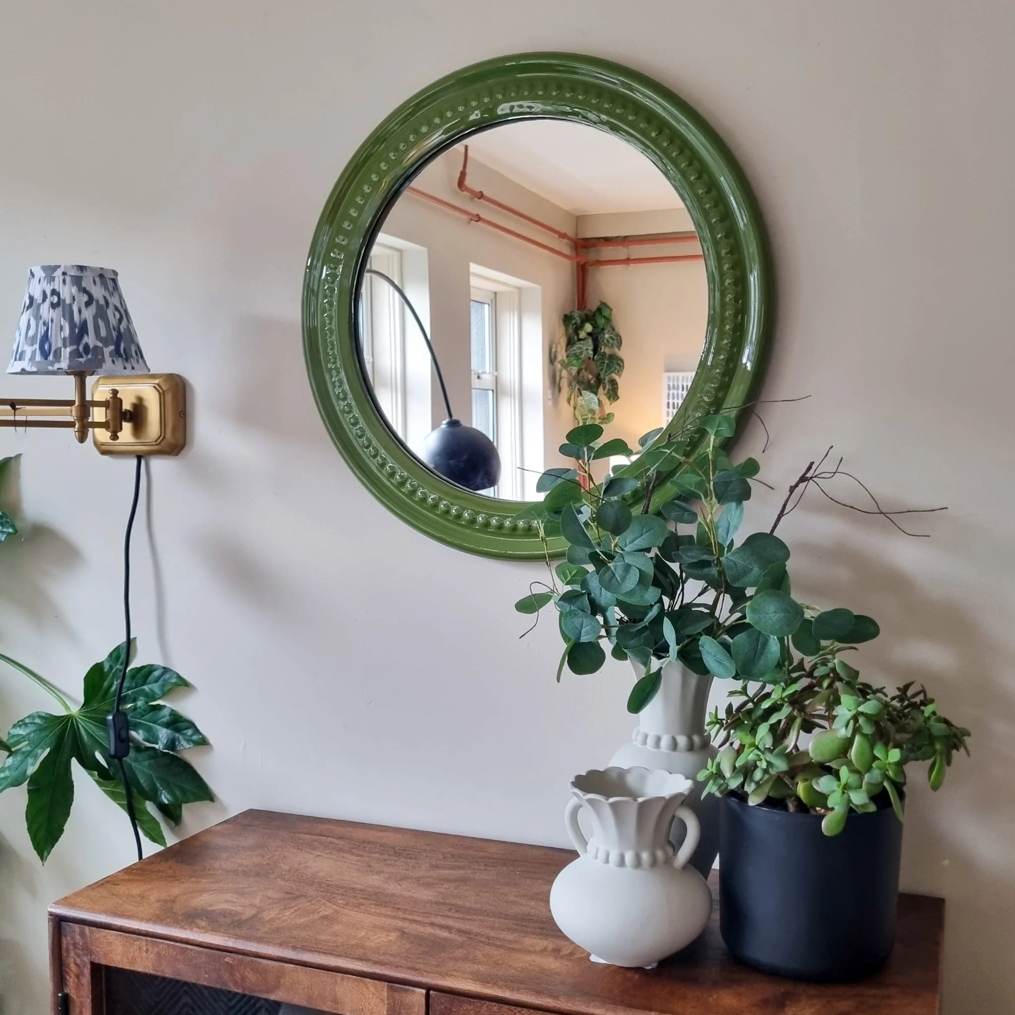 Rowan Beaded Mirror- Burgundy/ Green/ Teal Finishes - Image 6
