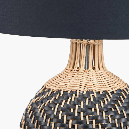 Rowan Natural Rattan Black and White Woven Table Lamp - Image 2