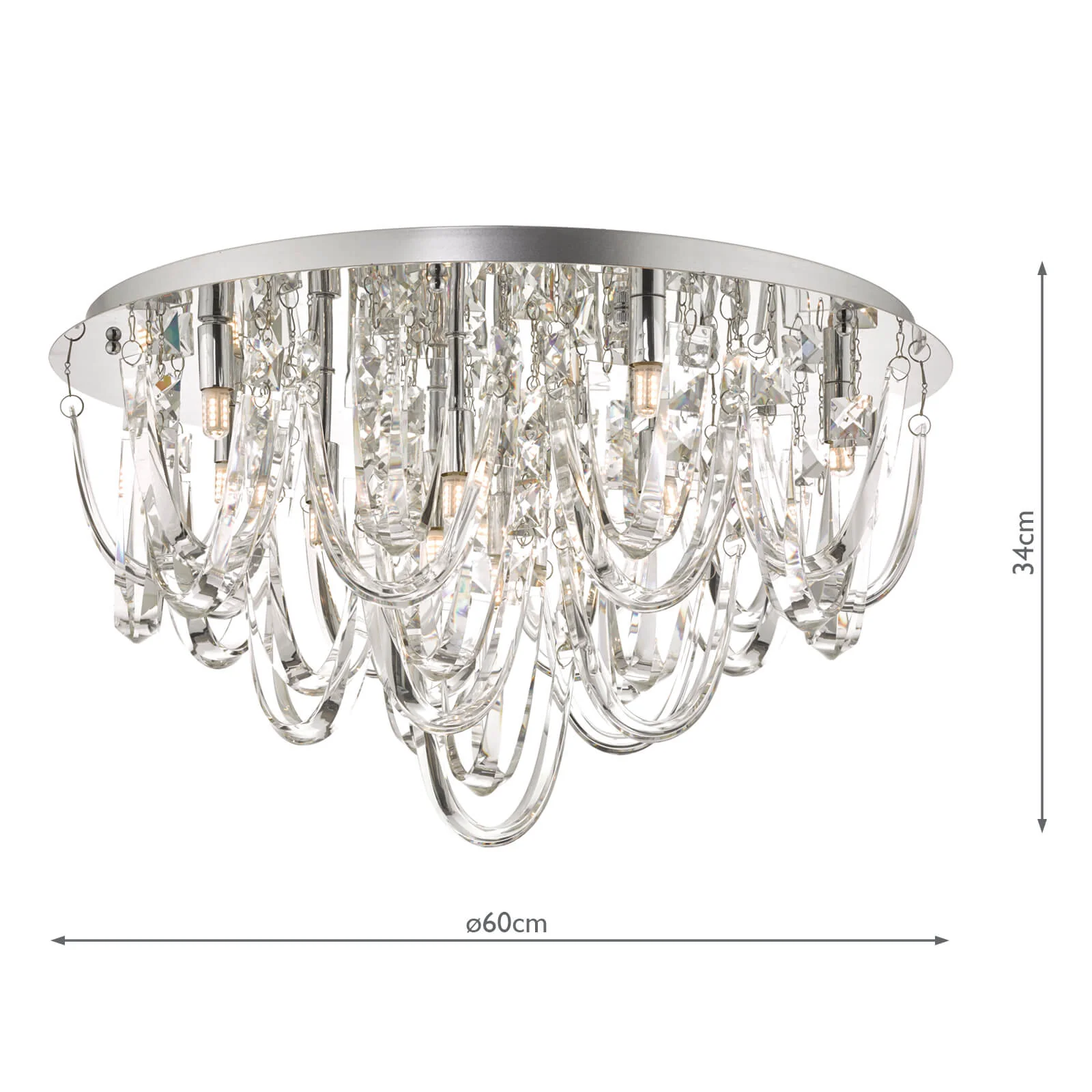 Roxanne 7Lt Flush Light  - Polished Chrome & Crystal - Image 10
