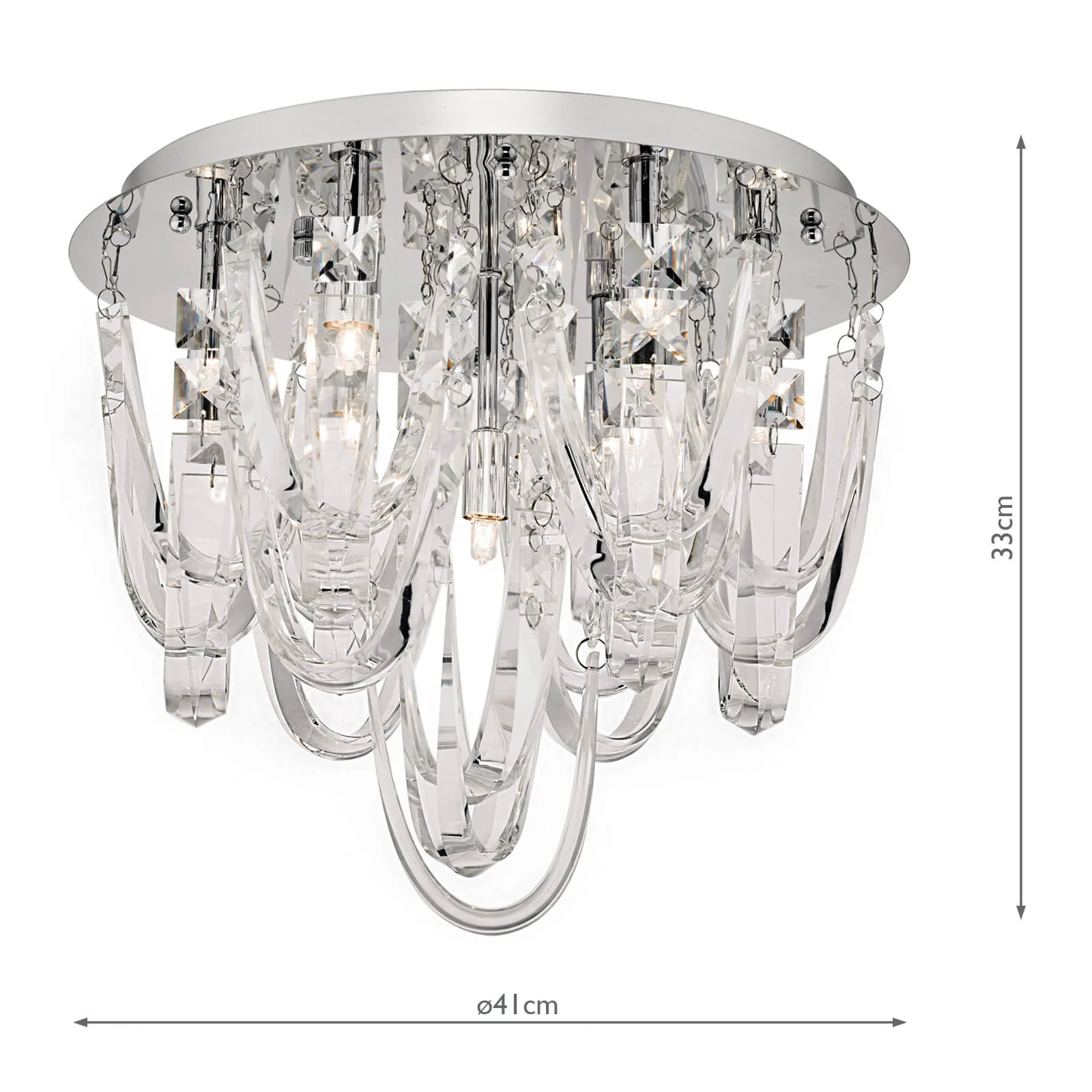 Roxanne 7Lt Flush Light  - Polished Chrome & Crystal - Image 2