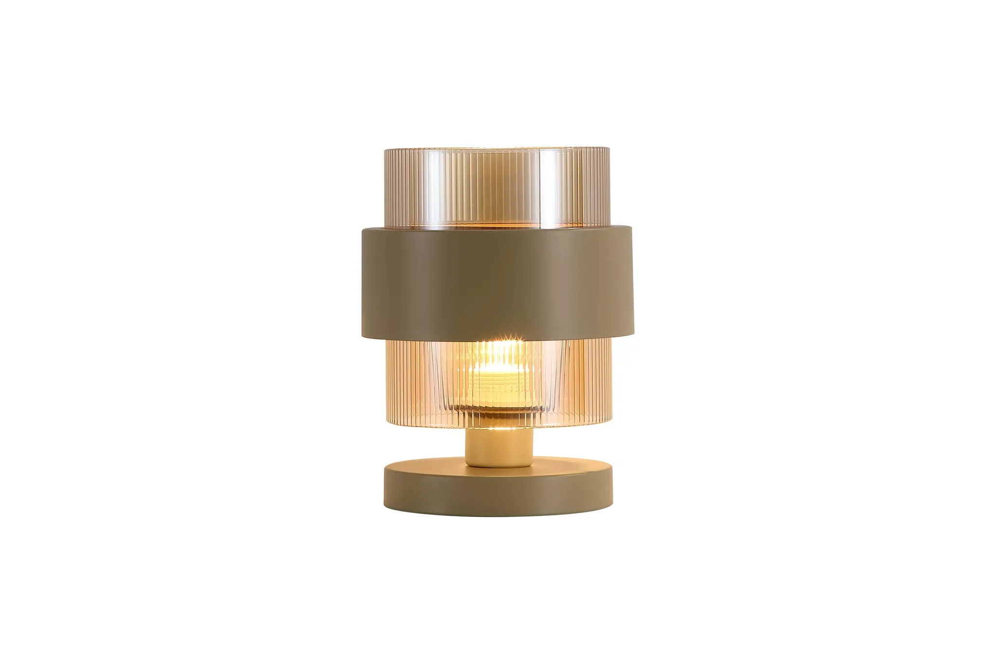 Royal 1Lt Table Lamp- Sand w Amber Ribbed Glass