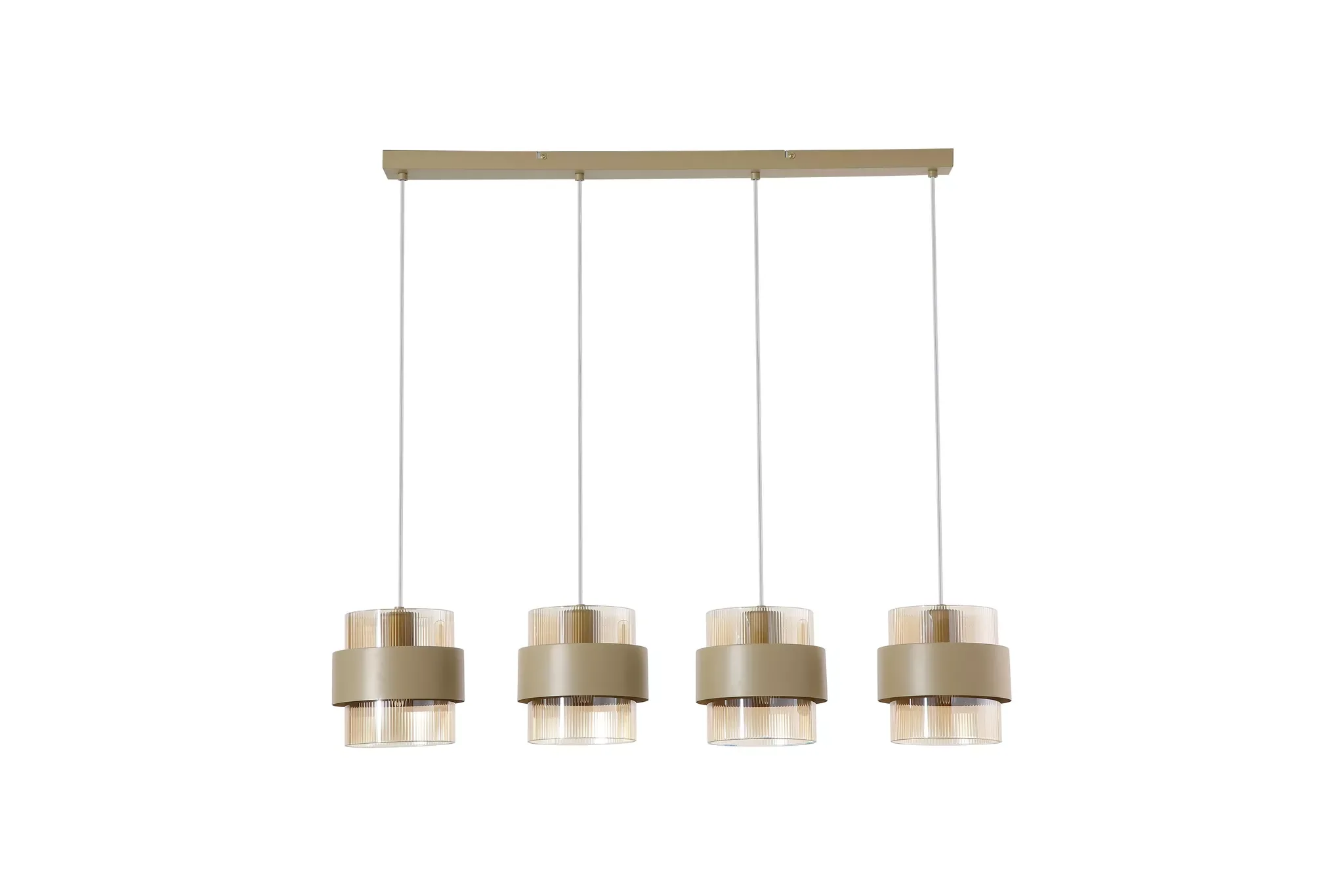 Royal 4Lt Bar Pendant- Sand w Amber Ribbed Glass - Image 2