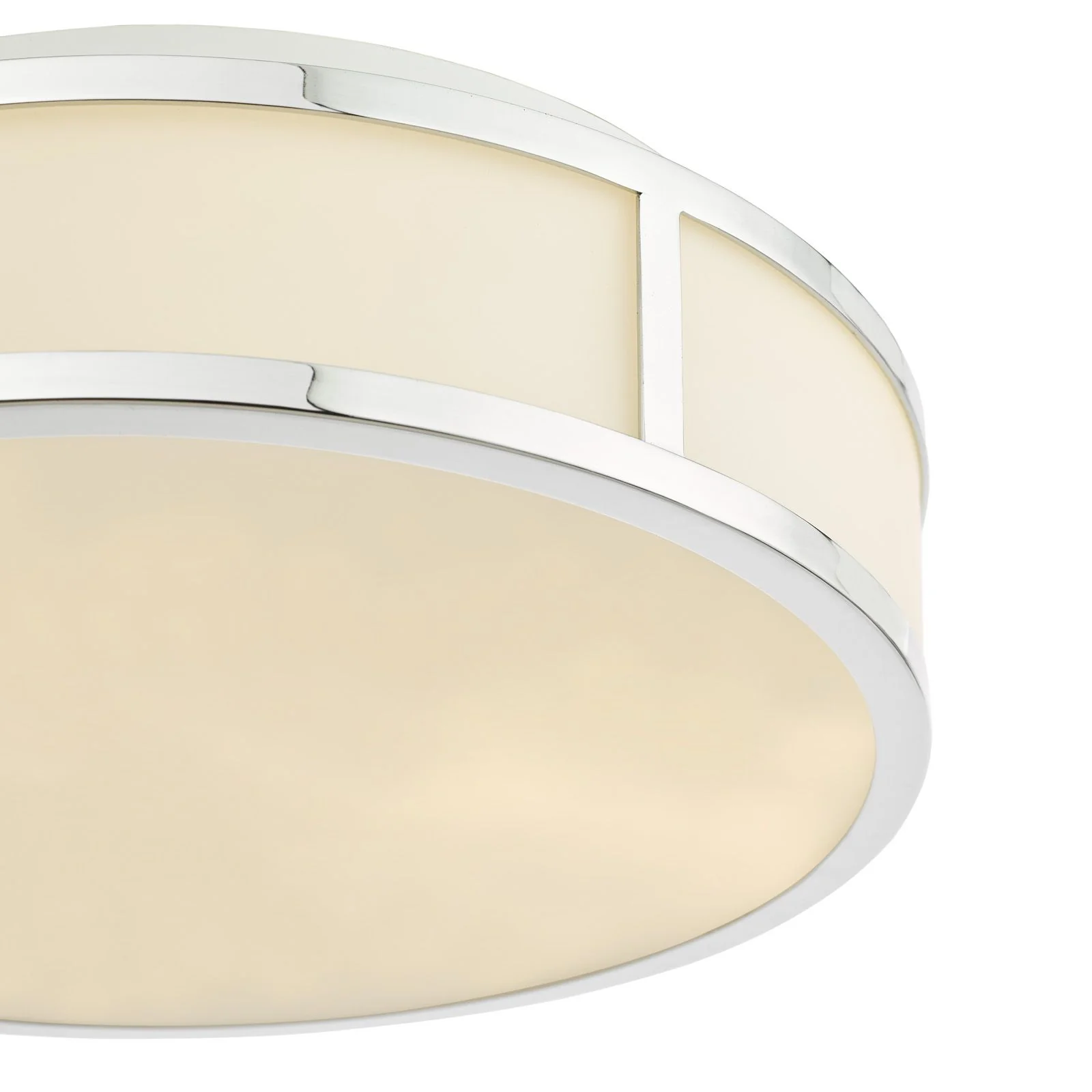 Royce 2 Light Bathroom Flush light IP44- Polished Chrome/ Antique Brass and Opal Glass - Image 3