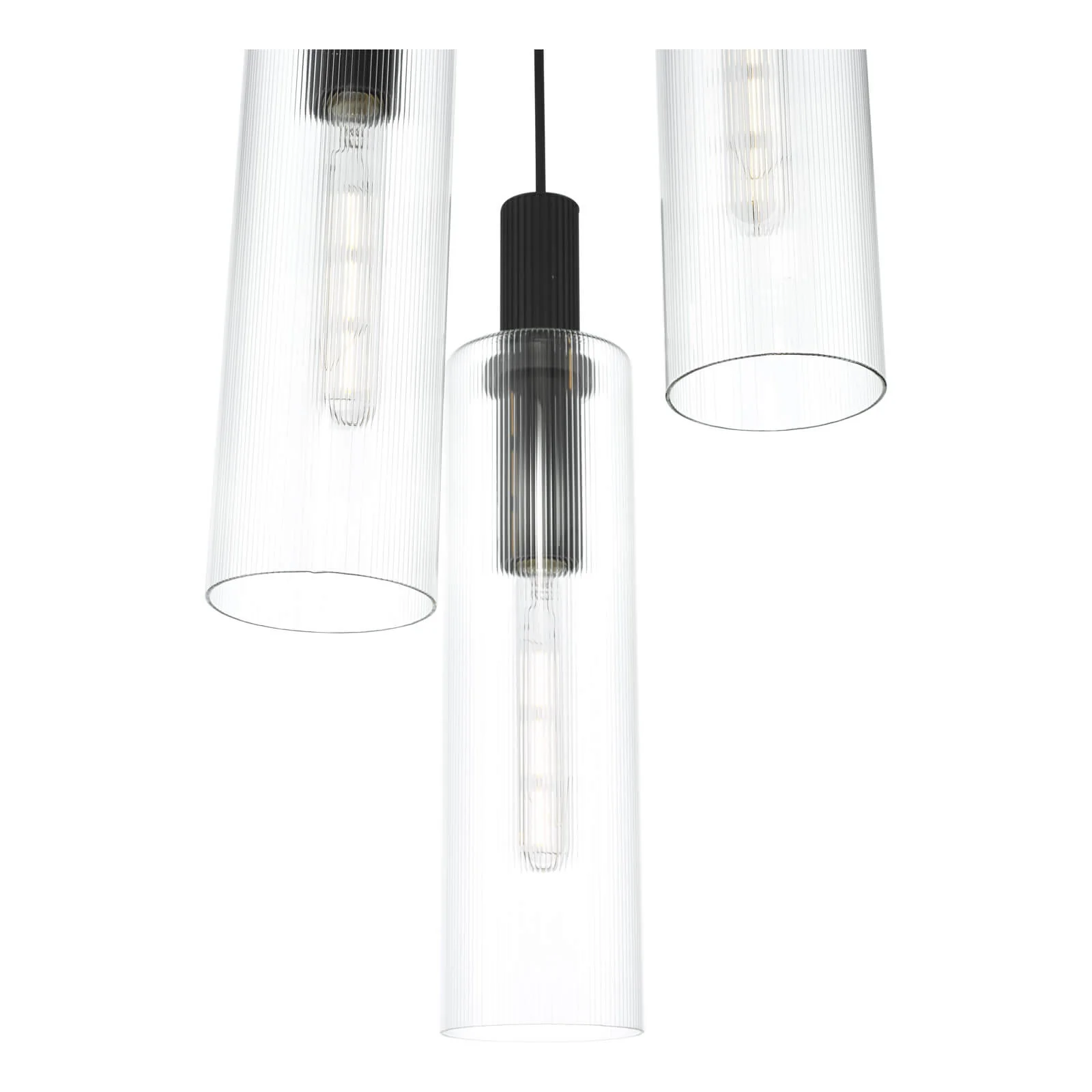 Ruben 3 Light Cluster Pendant Satin Silver and Ribbed Iridised Glass/Satin Black & Ribbed Glass E27 - Image 11