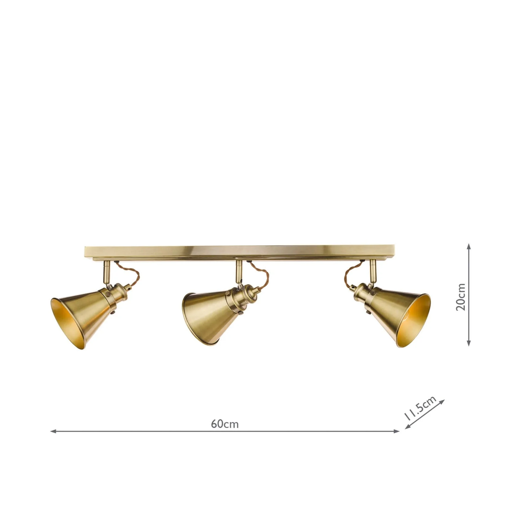 Rufus 3 Light Bar Spotlight Industrial Nickel/Antique Brass E14 - Image 10