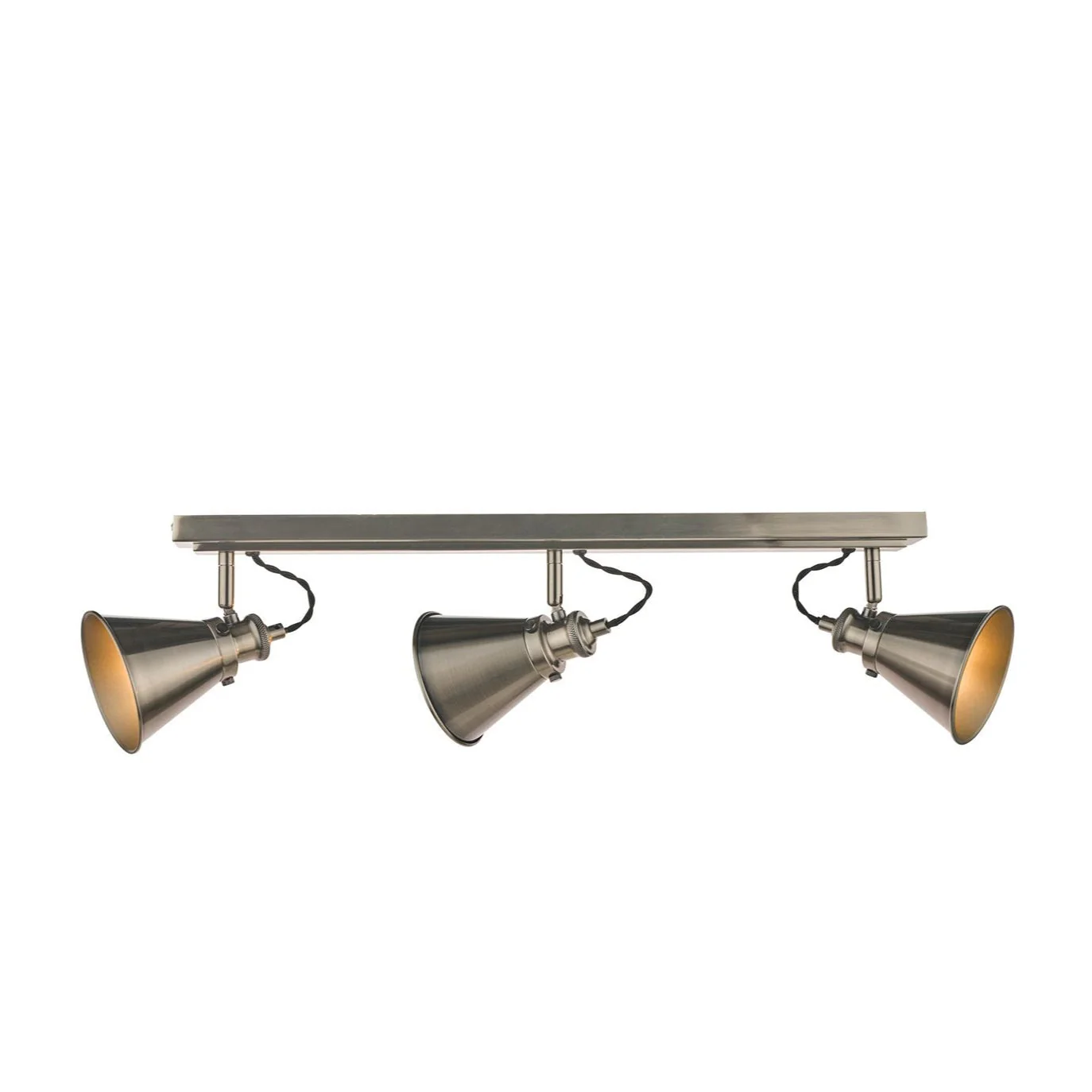Rufus 3 Light Bar Spotlight Industrial Nickel/Antique Brass E14 - Image 2
