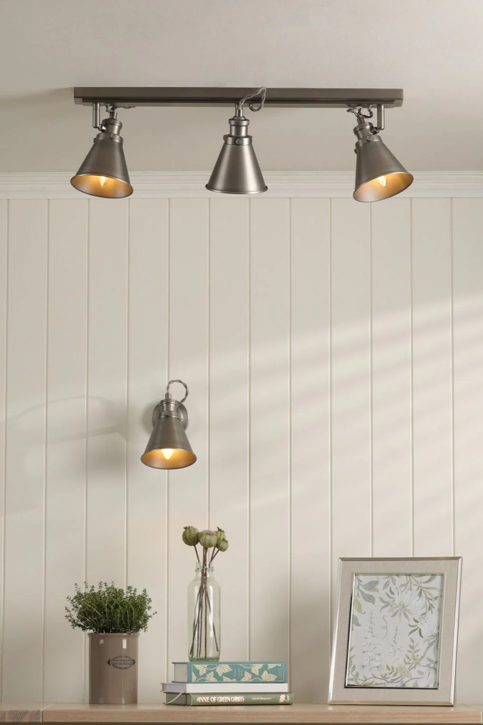 Rufus 3 Light Bar Spotlight Industrial Nickel/Antique Brass E14 - Image 5