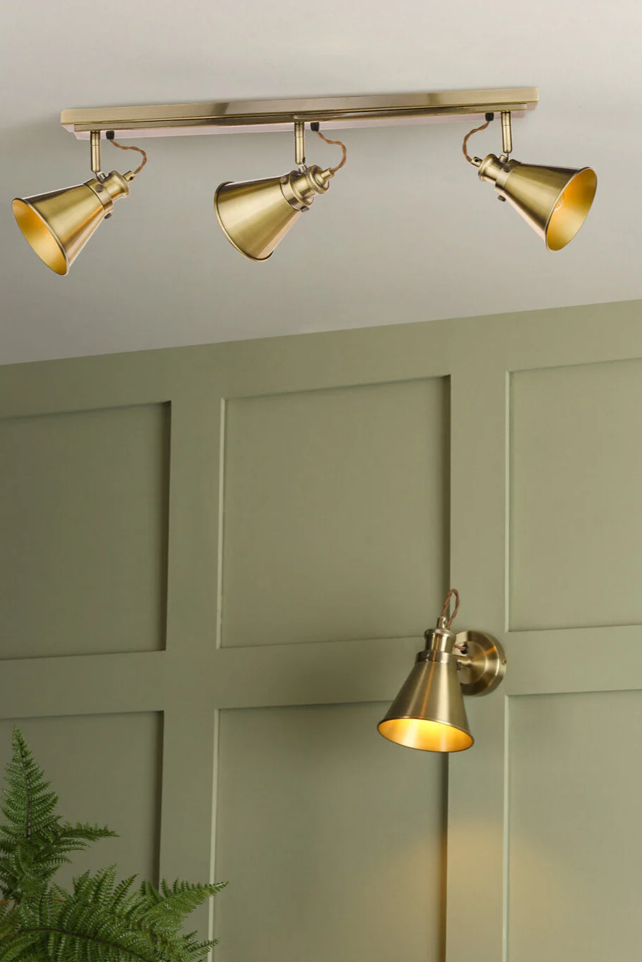 Rufus 3 Light Bar Spotlight Industrial Nickel/Antique Brass E14 - Image 9