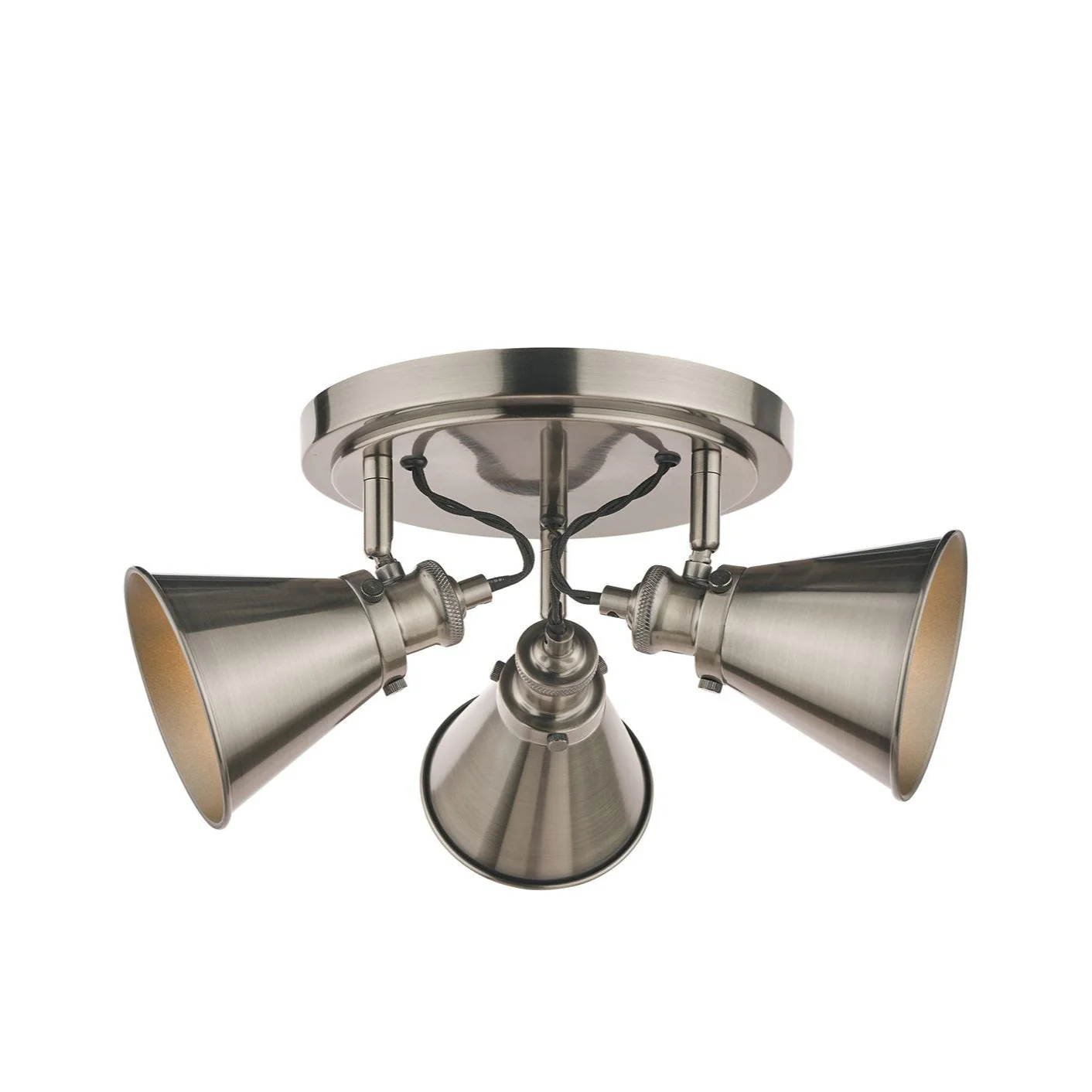 Rufus 3 Light Plate Spotlight Industrial Nickel/Antique Brass E14