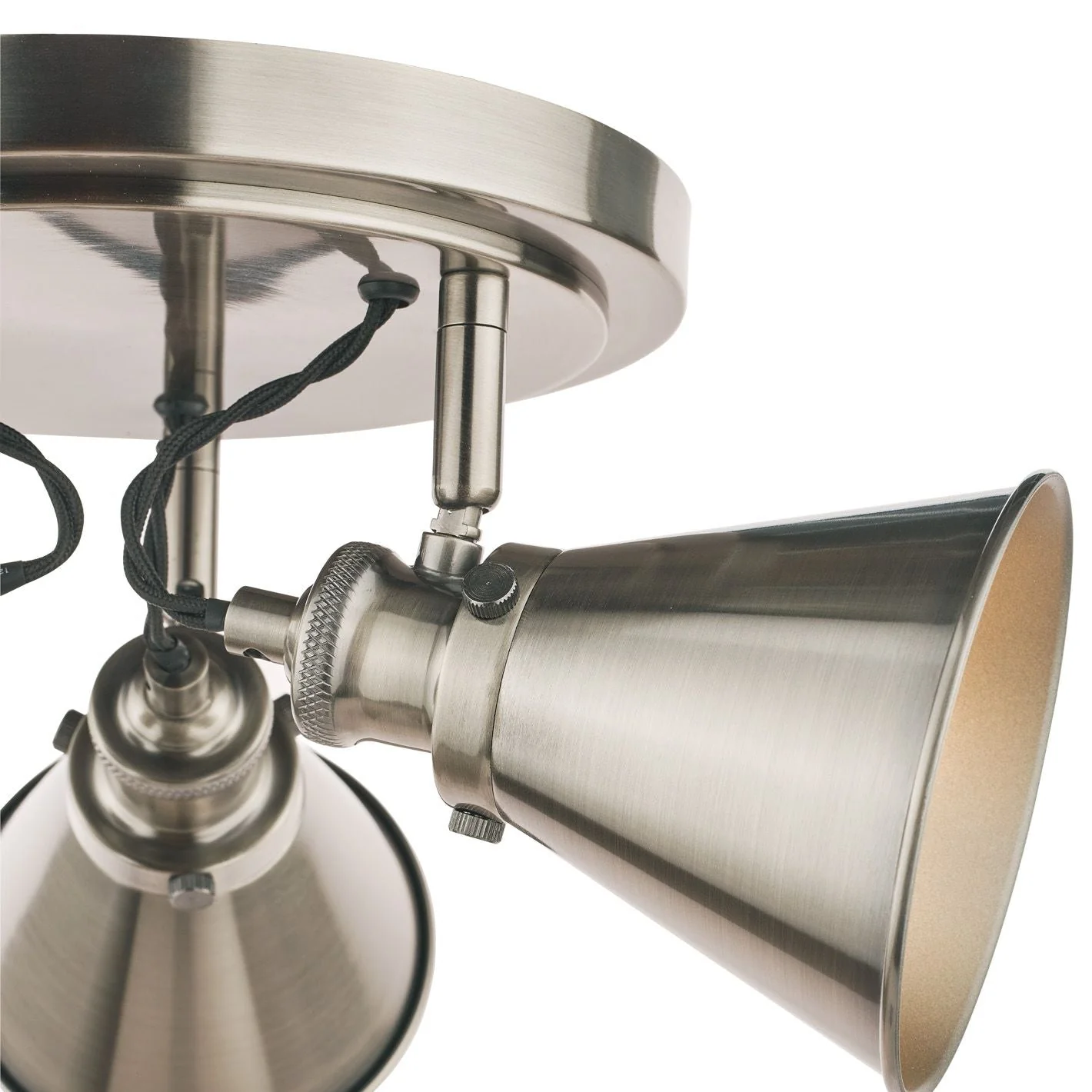 Rufus 3 Light Plate Spotlight Industrial Nickel/Antique Brass E14 - Image 2