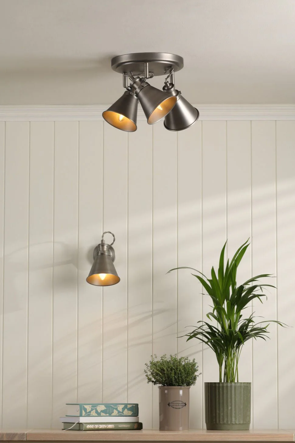 Rufus 3 Light Plate Spotlight Industrial Nickel/Antique Brass E14 - Image 4