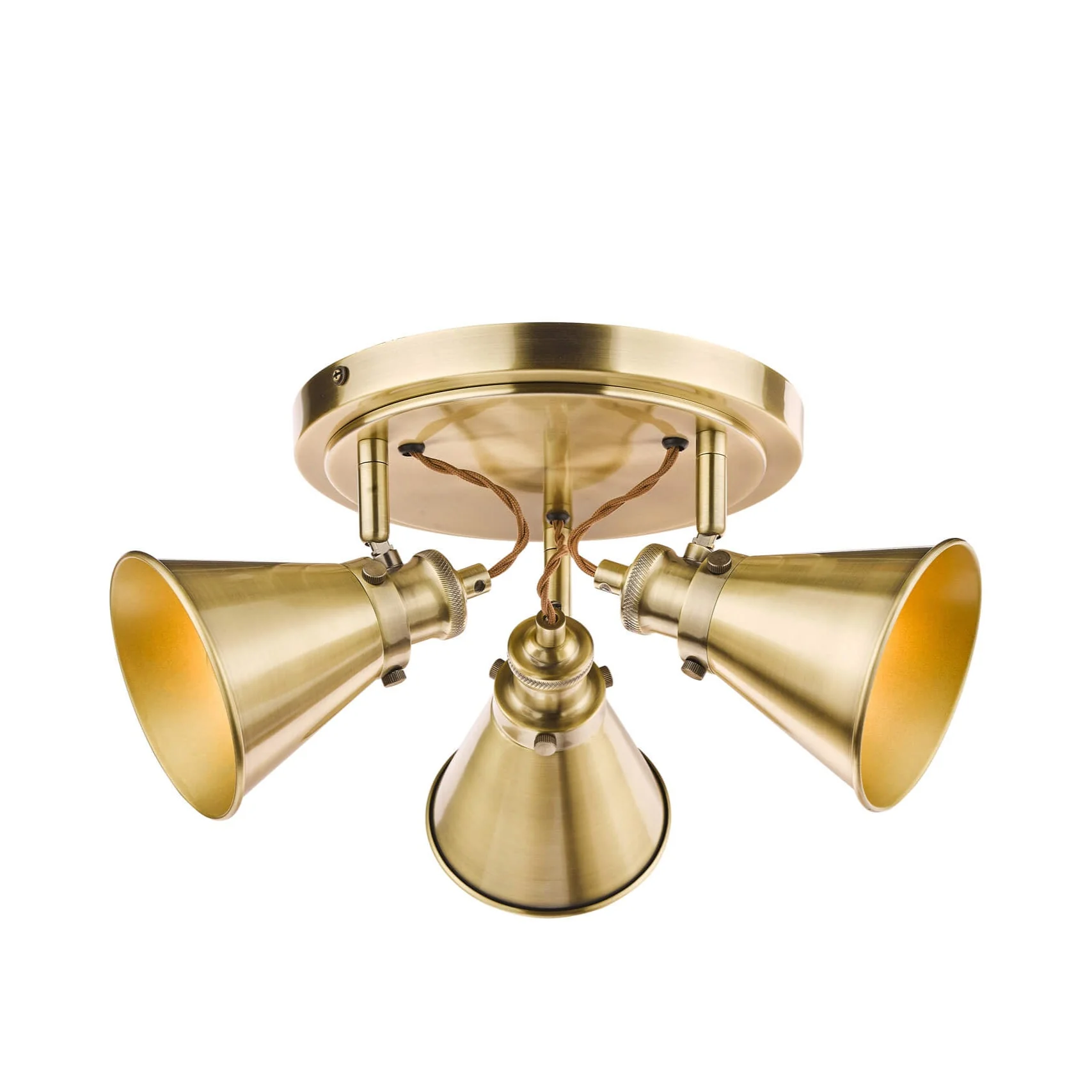 Rufus 3 Light Plate Spotlight Industrial Nickel/Antique Brass E14 - Image 6