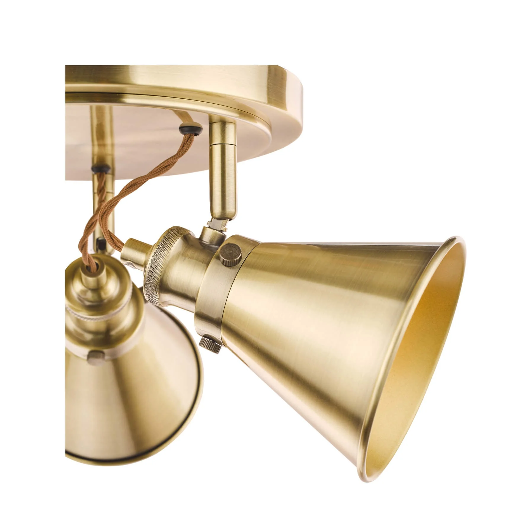 Rufus 3 Light Plate Spotlight Industrial Nickel/Antique Brass E14 - Image 7