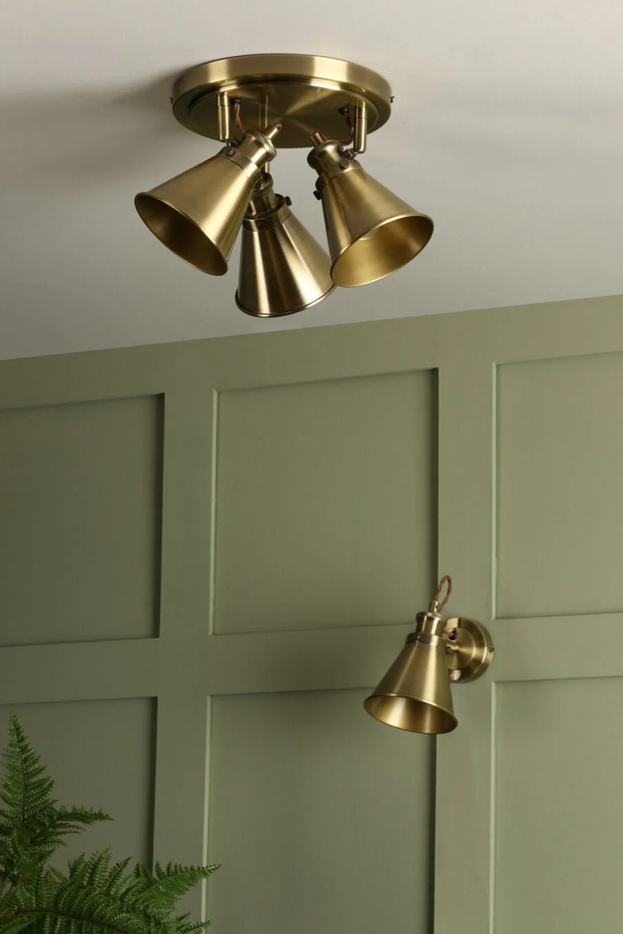 Rufus 3 Light Plate Spotlight Industrial Nickel/Antique Brass E14 - Image 8