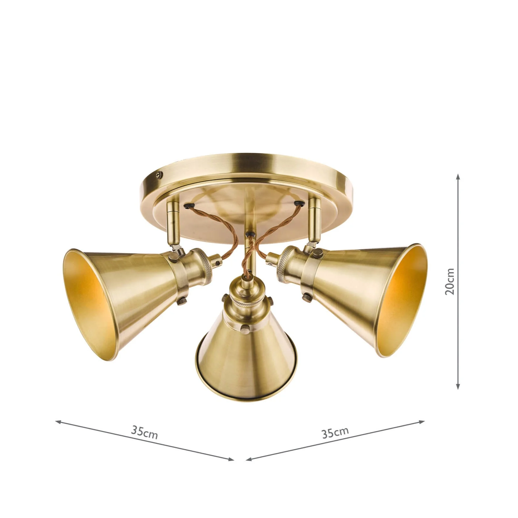 Rufus 3 Light Plate Spotlight Industrial Nickel/Antique Brass E14 - Image 9