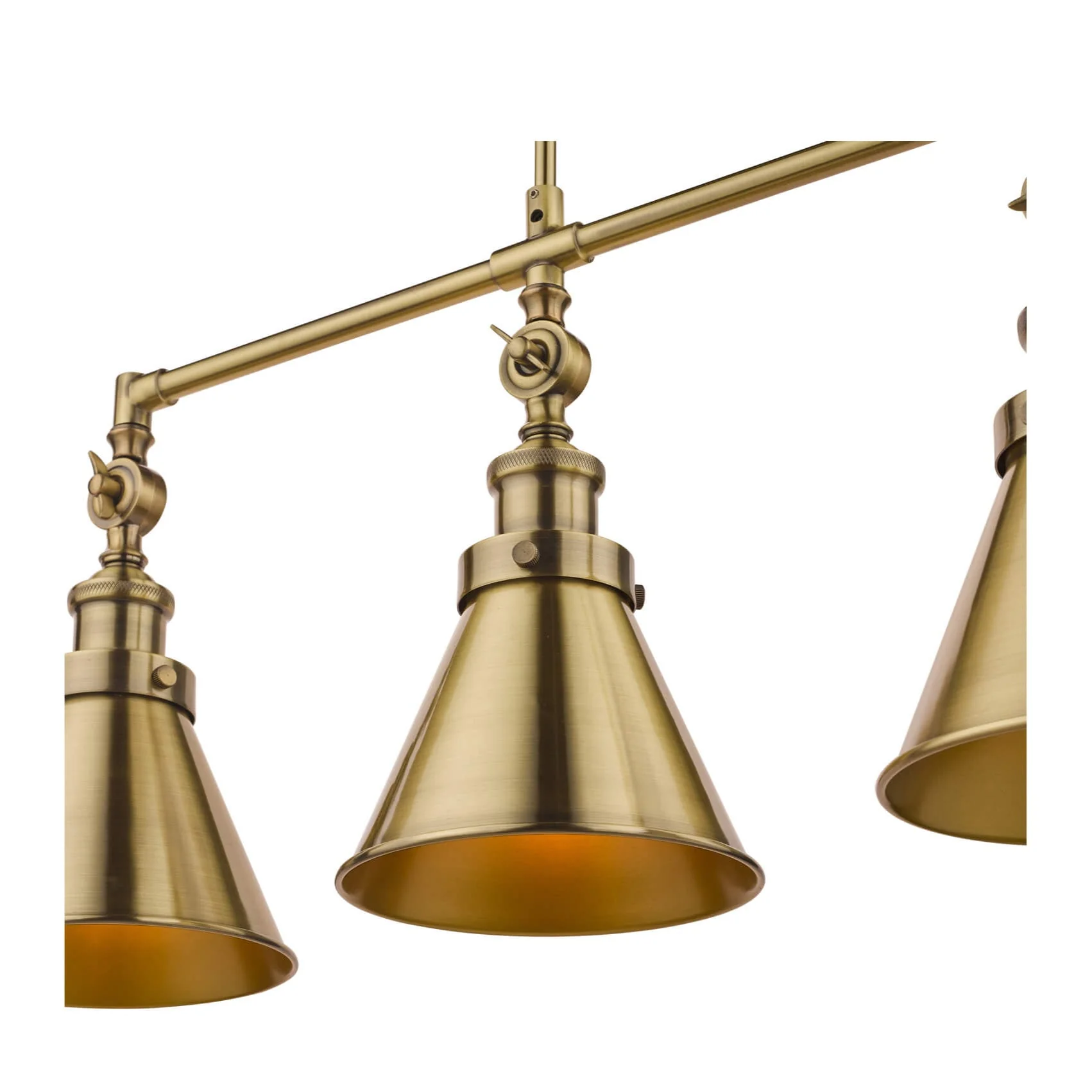 Rufus 3lt Bar Pendant Antique Brass E27 - Image 2
