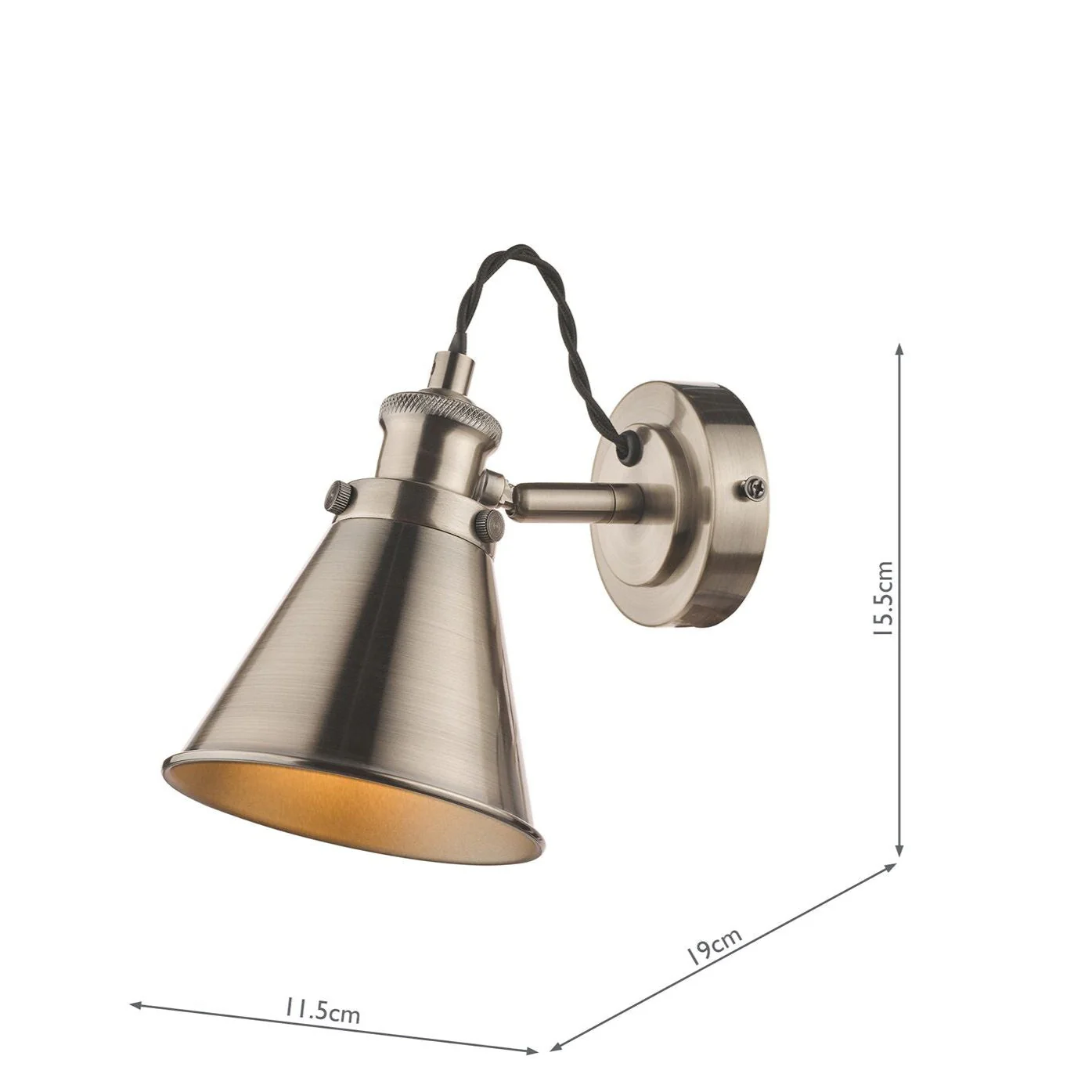 Rufus Single Spotlight Industrial Nickel/Antique Brass E14 - Image 7