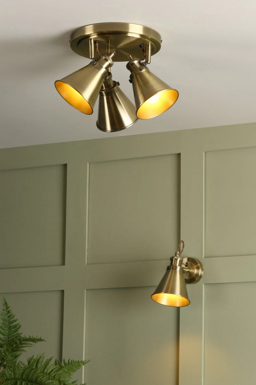 Rufus Single Spotlight Industrial Nickel/Antique Brass E14 - Image 9
