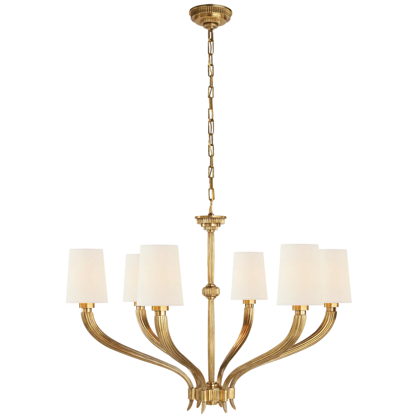Ruhlmann 6Lt Chandelier - Antique Brass/Nickel