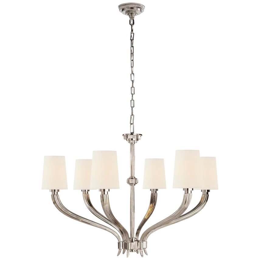 Ruhlmann 6Lt Chandelier - Antique Brass/Nickel - Image 2