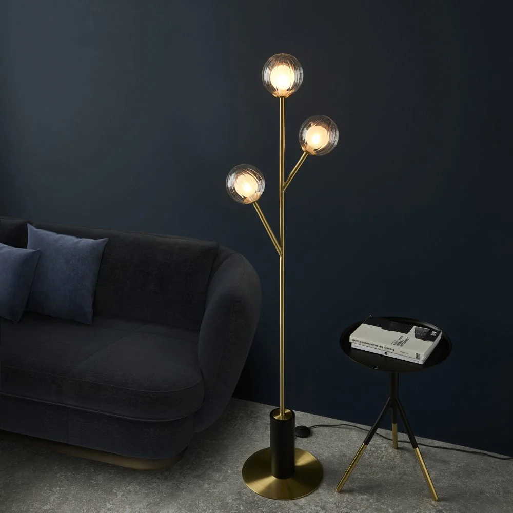 Ruthbury 3Lt Floor Lamp - Brass - Image 4