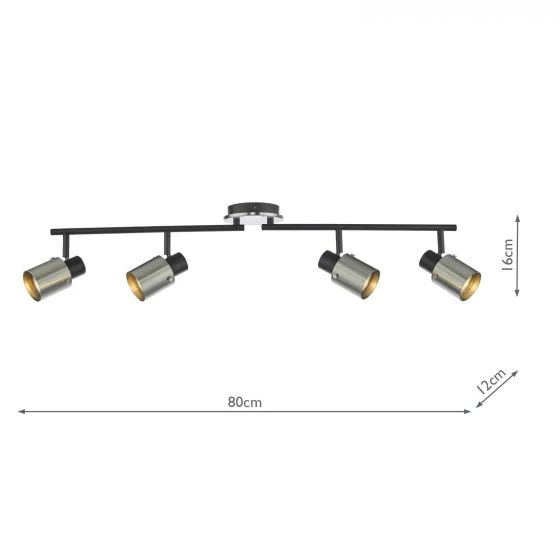 Ryan 4Lt Bar Spotlight - Brushed Nickel/Matt Black - Image 5