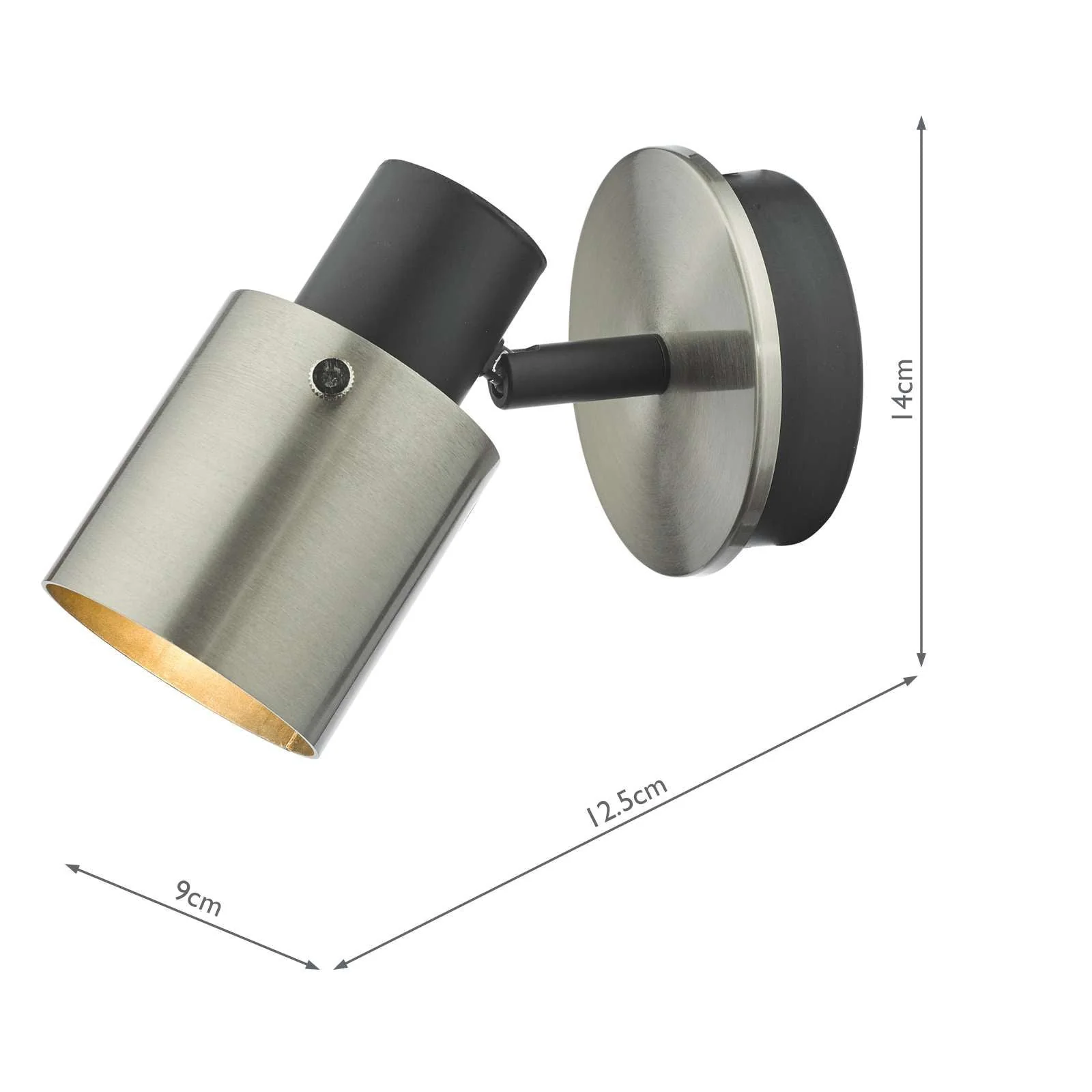 Ryan Single Wall Spotlight - Brushed Nickel/Matt Black - Image 3