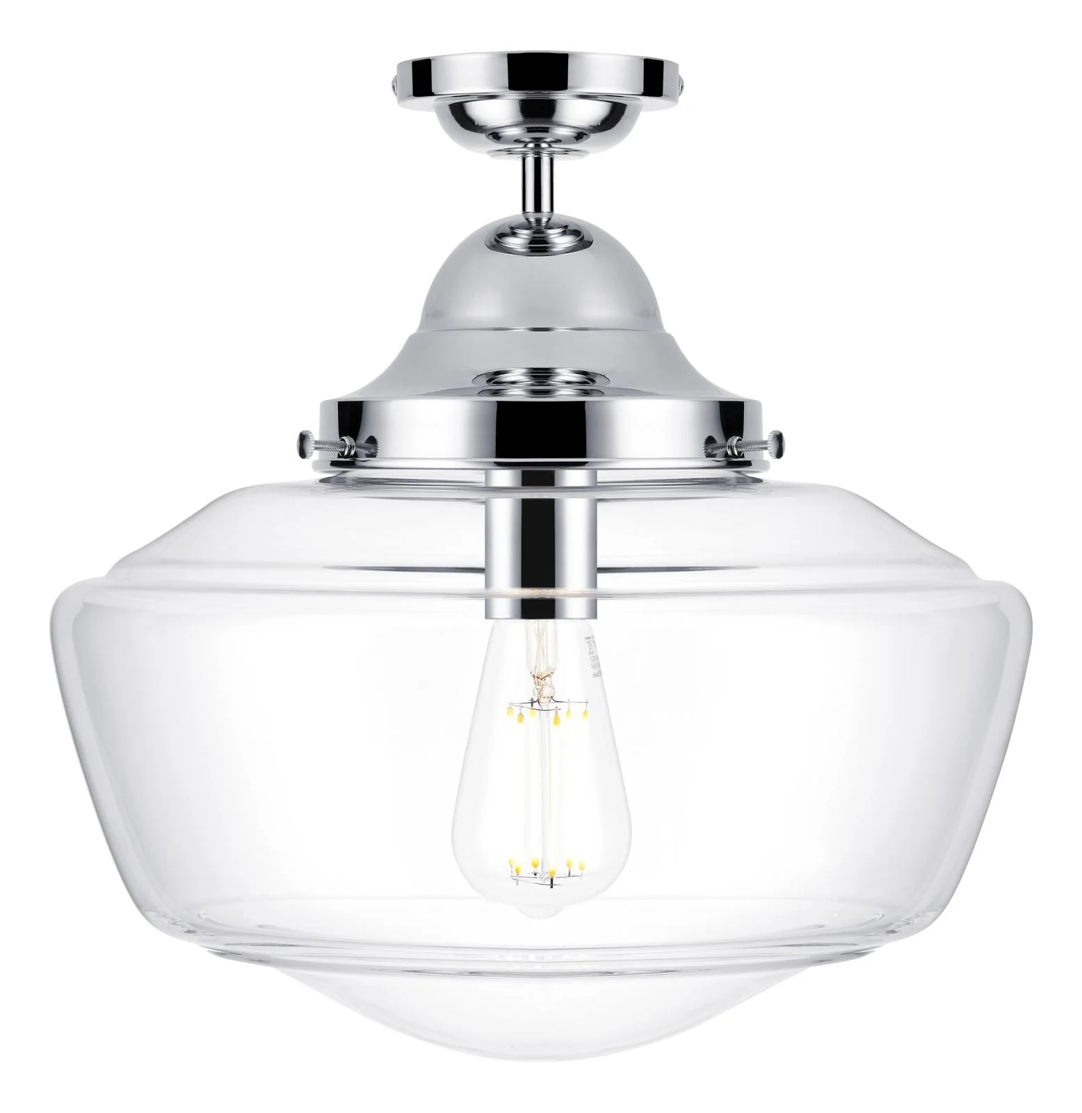 Rydal semi flush pendant chrome with opal glass/Clear Glass, IP44 rated - Image 2