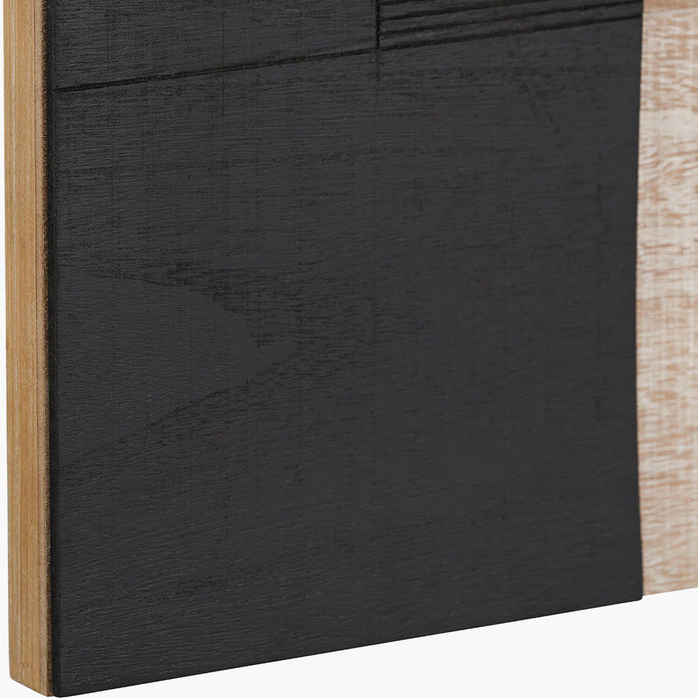 S/2 Black and Natural Wooden Textured Design Wall Art - Image 10