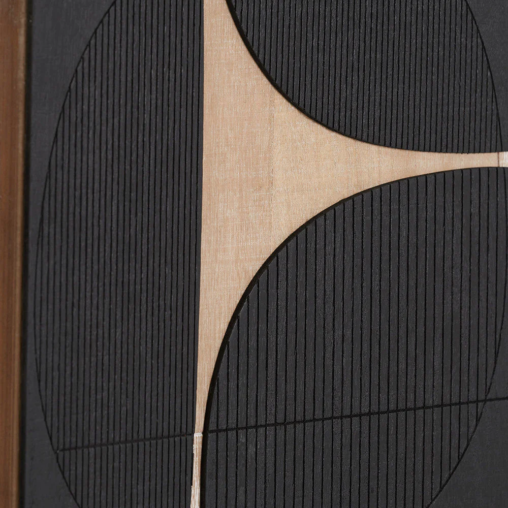 S/2 Black and Natural Wooden Textured Design Wall Art - Image 3