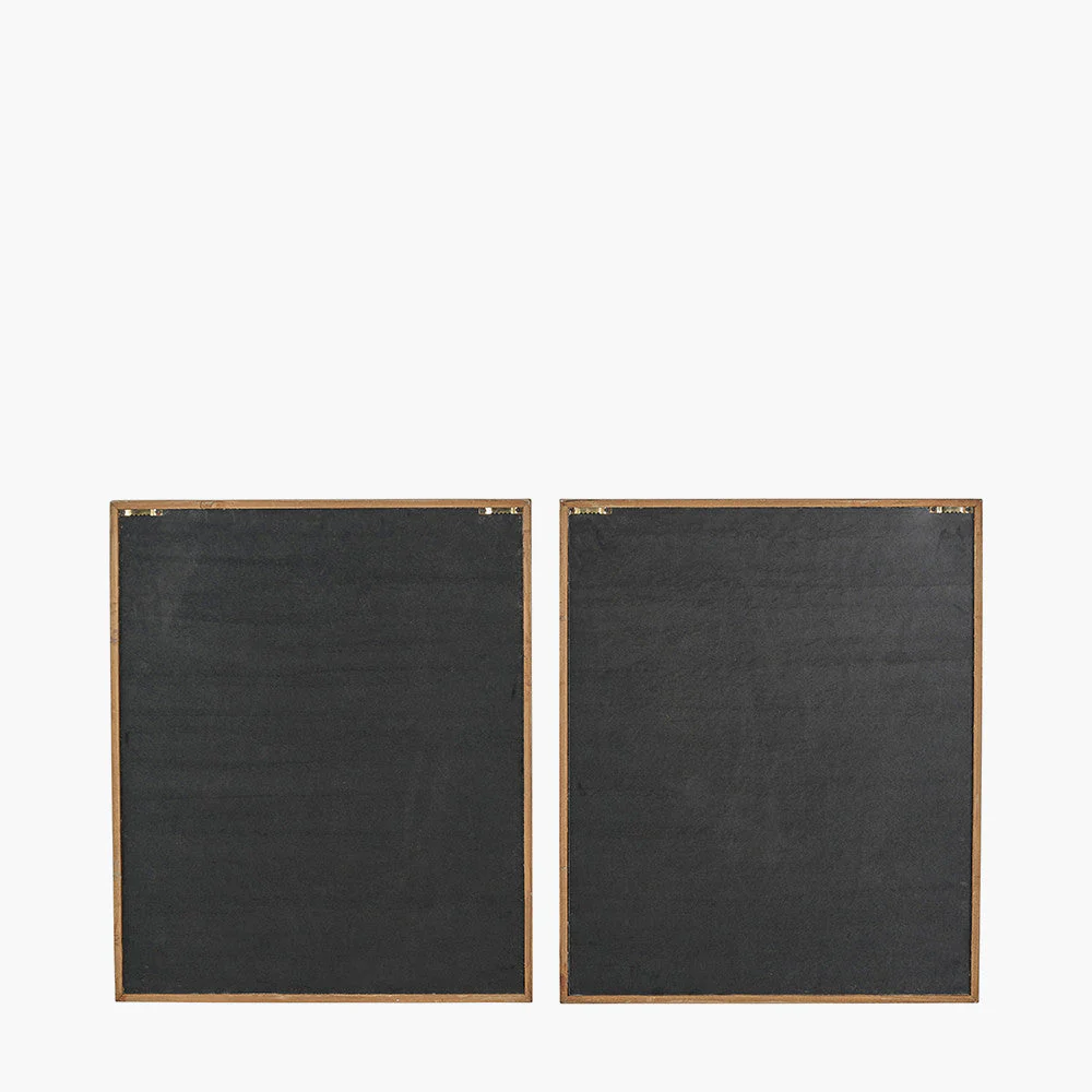 S/2 Black and Natural Wooden Textured Design Wall Art - Image 8
