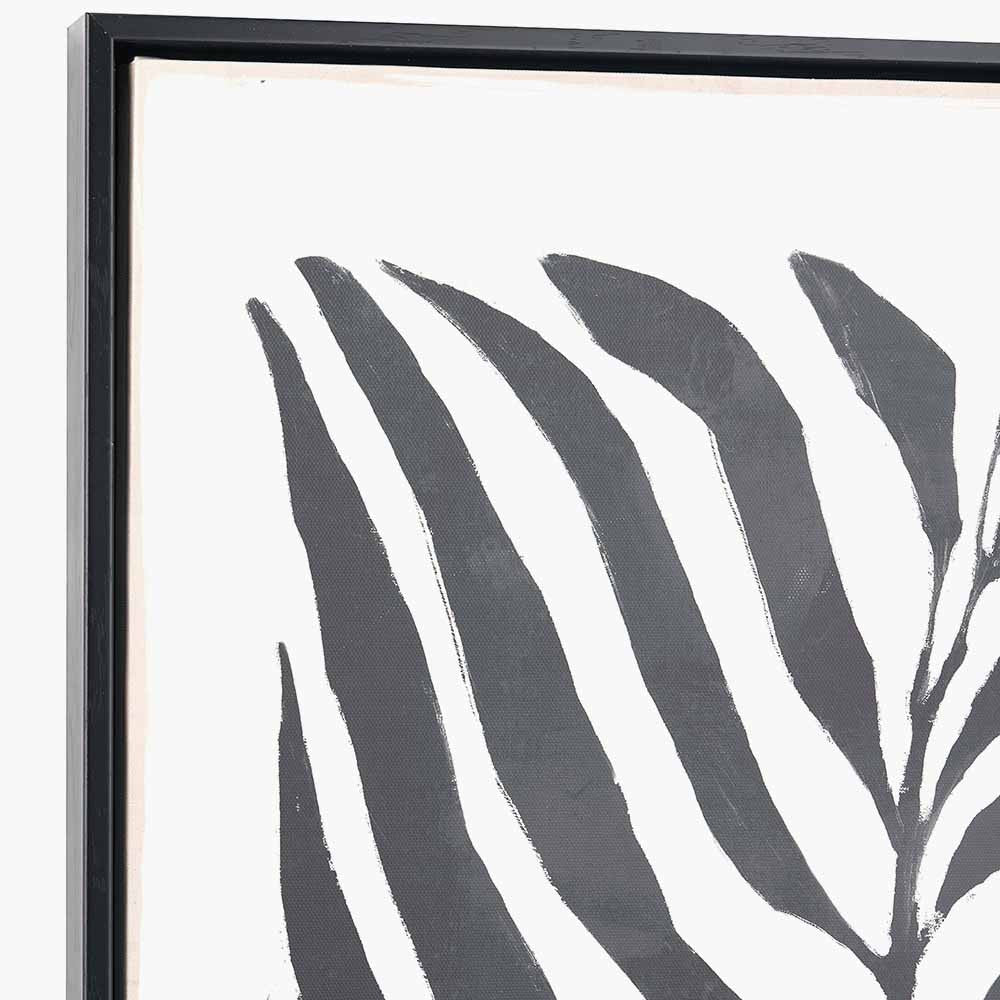 S/2 Black Leaf Print Canvases with Black Frames - Image 2