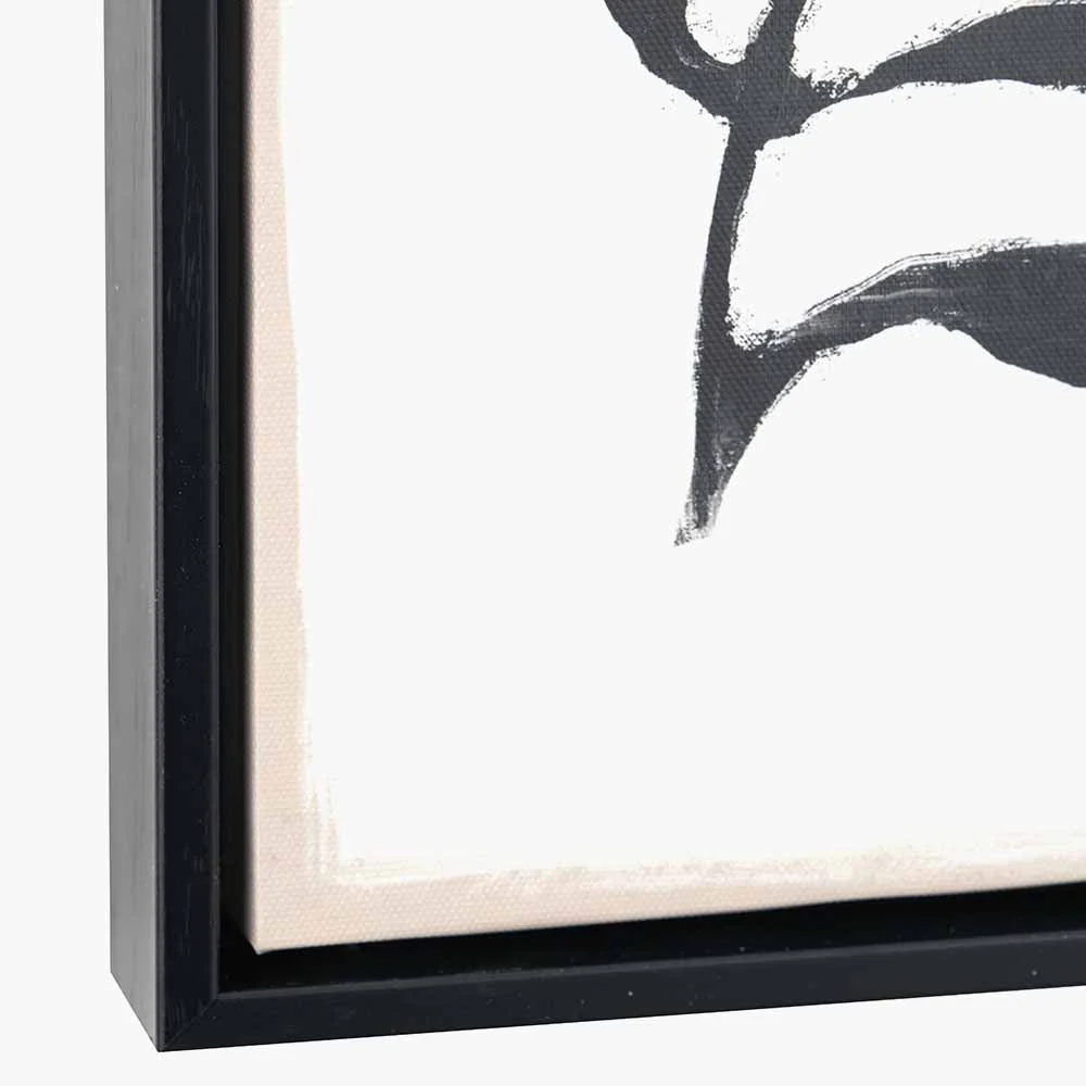 S/2 Black Leaf Print Canvases with Black Frames - Image 3