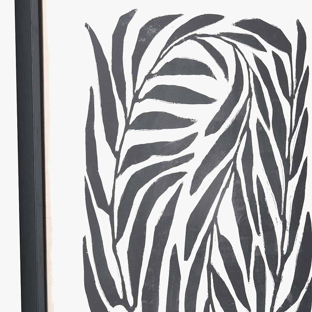 S/2 Black Leaf Print Canvases with Black Frames - Image 8