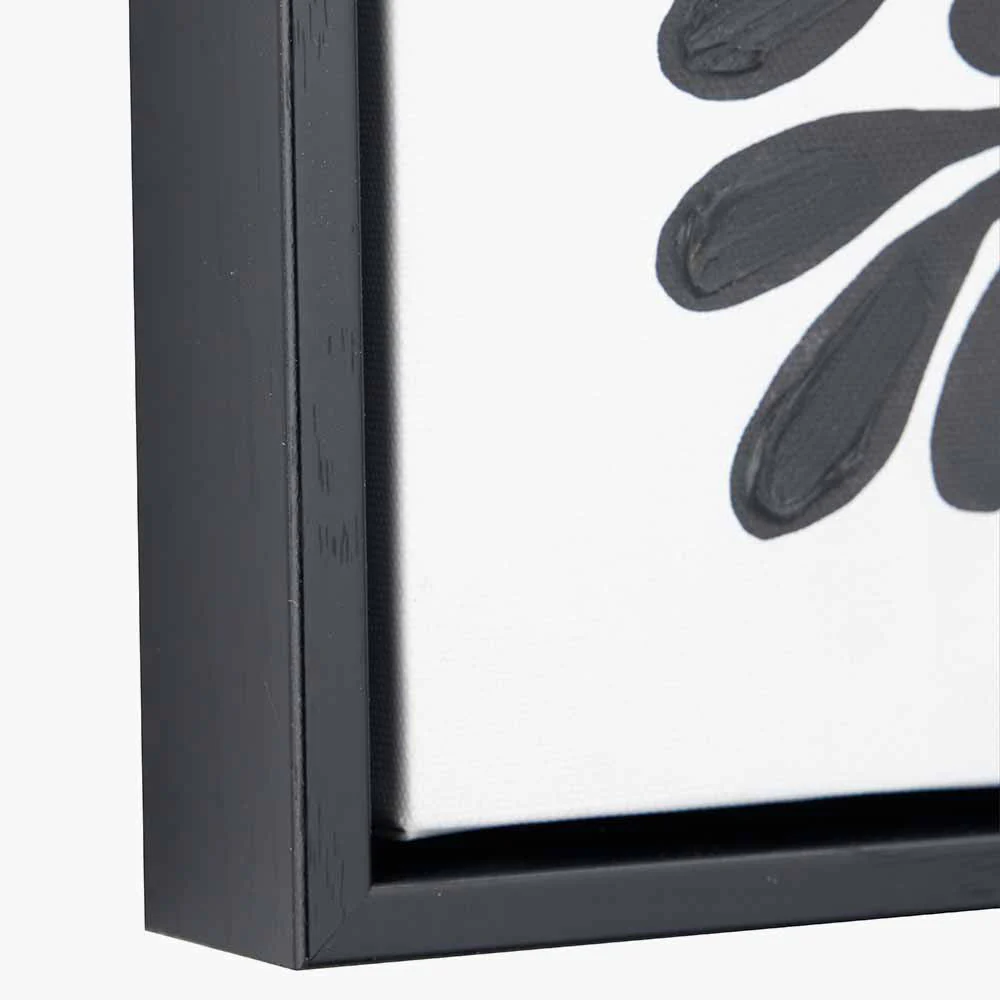 S/2 Black Leaf Print Square Canvases with Black Frames - Image 3