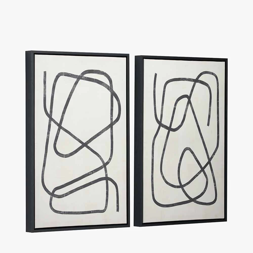 S/2 Black Squiggle Print Canvases with Black Frames - Image 6