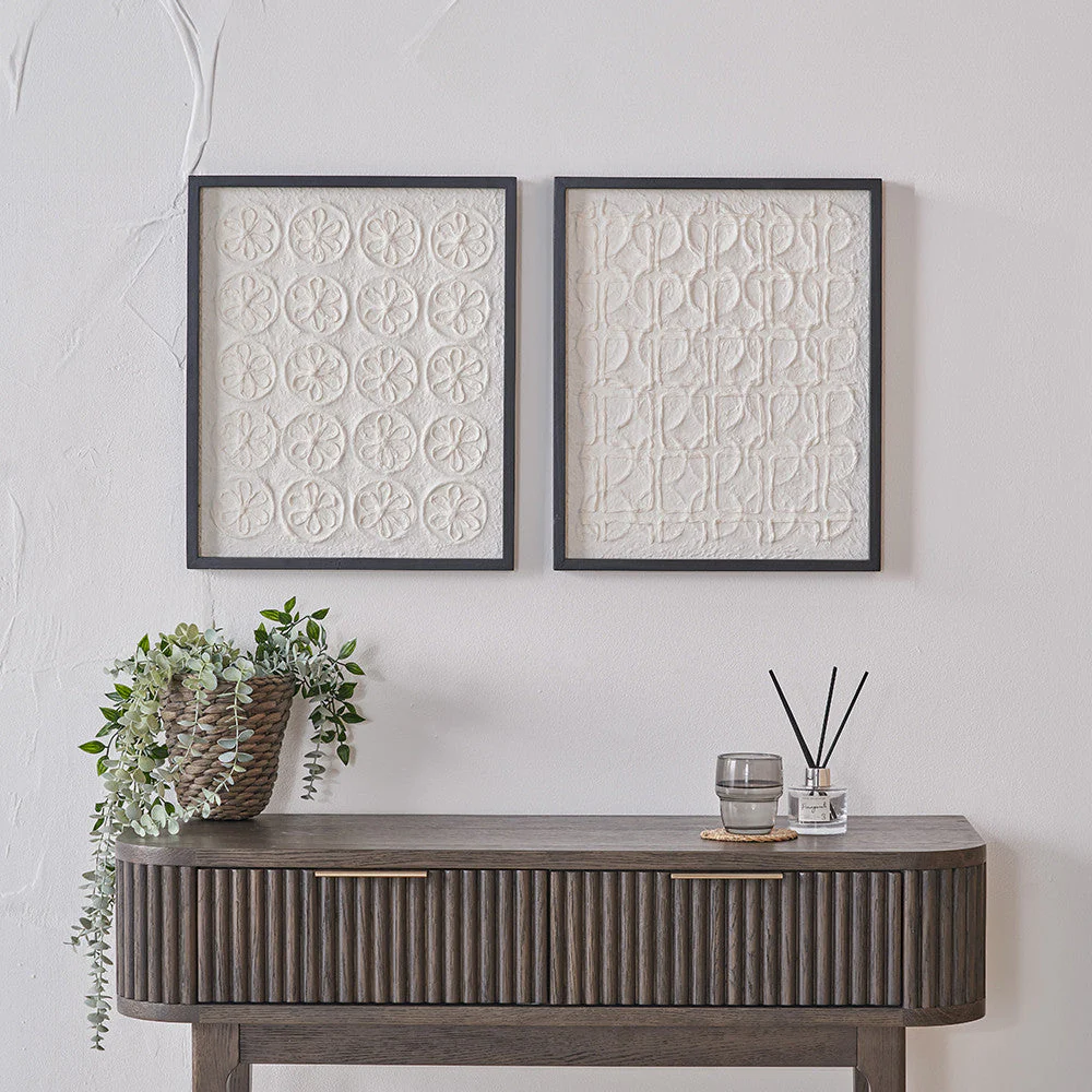 S/2 Circular Pattern Natural Paper Design Wall Art with Black Frames - Image 4