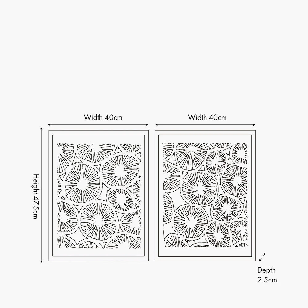 S/2 Cut Out Pattern Natural Paper Design Wall Art with Natural Frames - Image 5