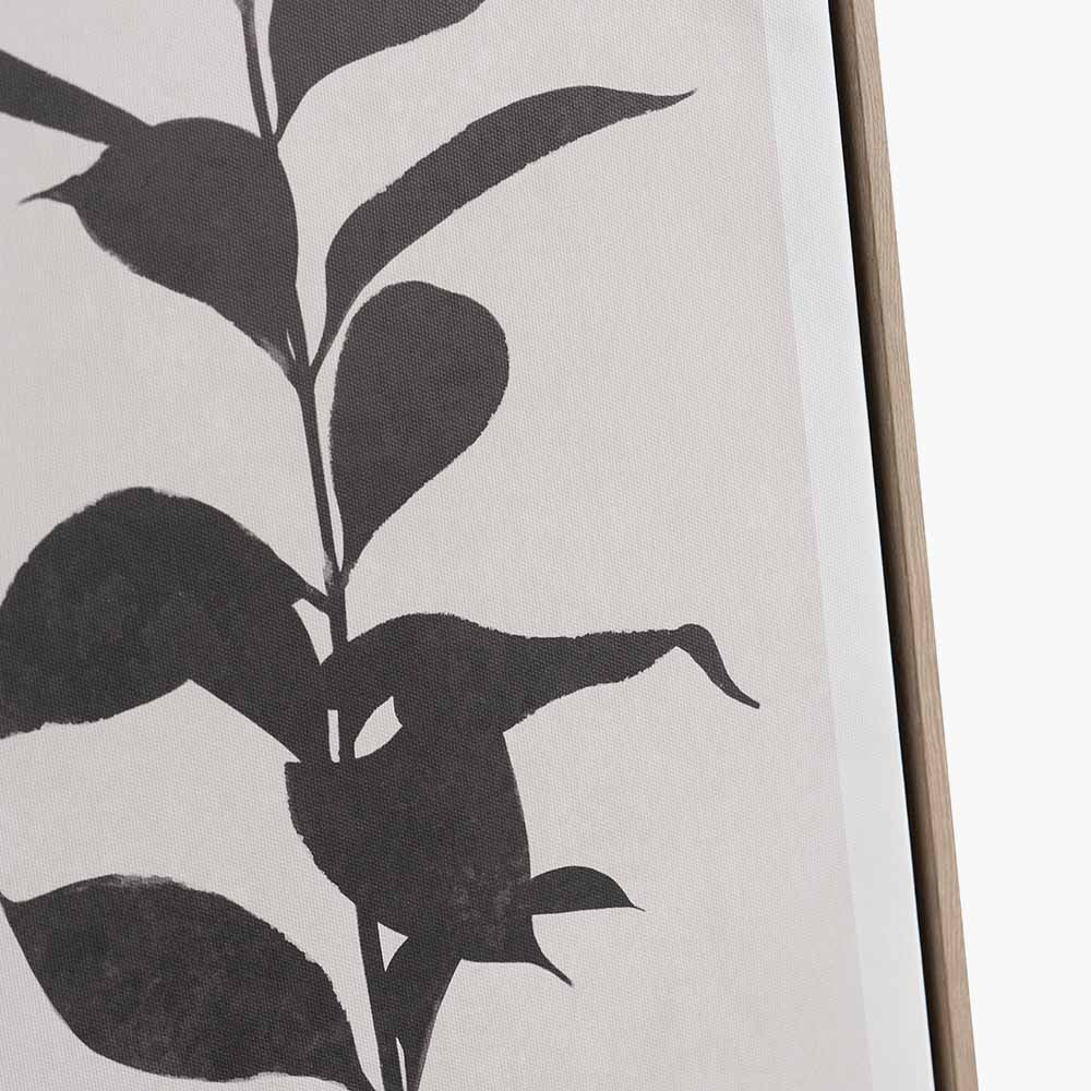 S/2 Natural and Black Leaf Print Canvases with Natural Frames - Image 2