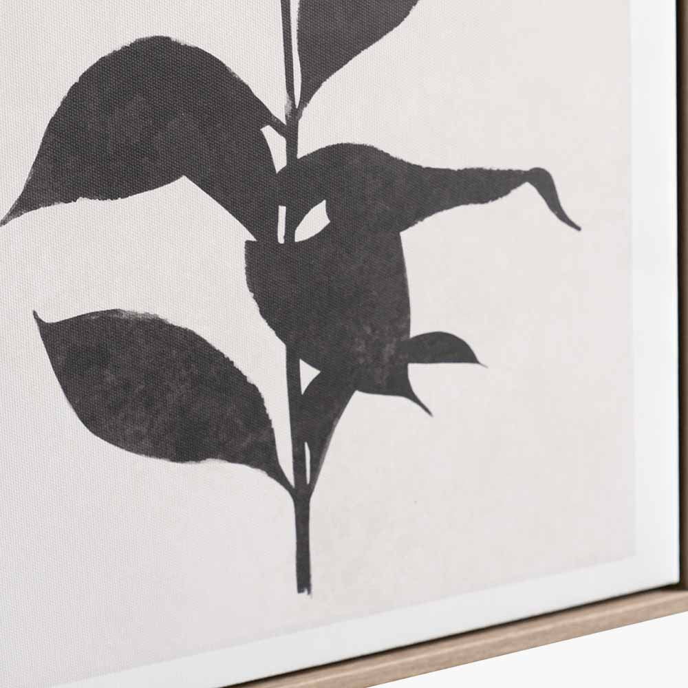 S/2 Natural and Black Leaf Print Canvases with Natural Frames - Image 4