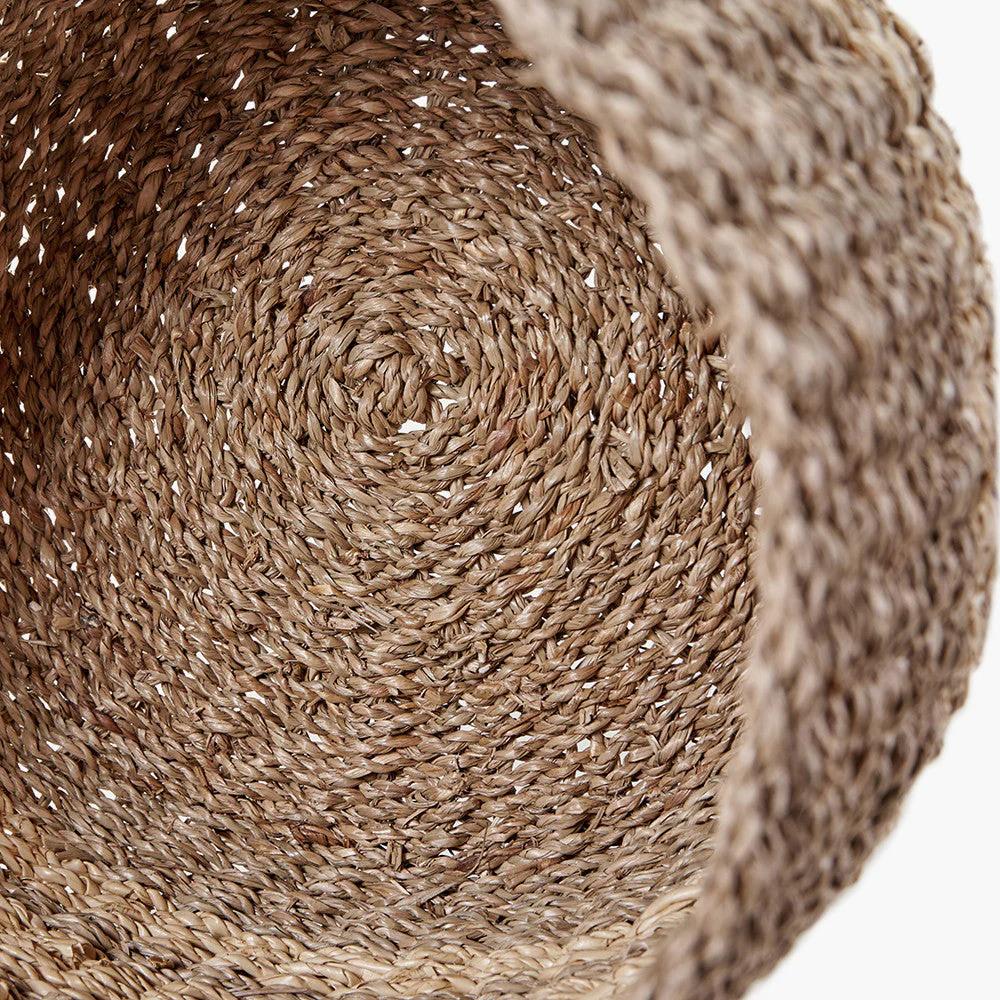 Set of 3 2-Tone Seagrass and Palm Leaf Natural Round Baskets - Image 3