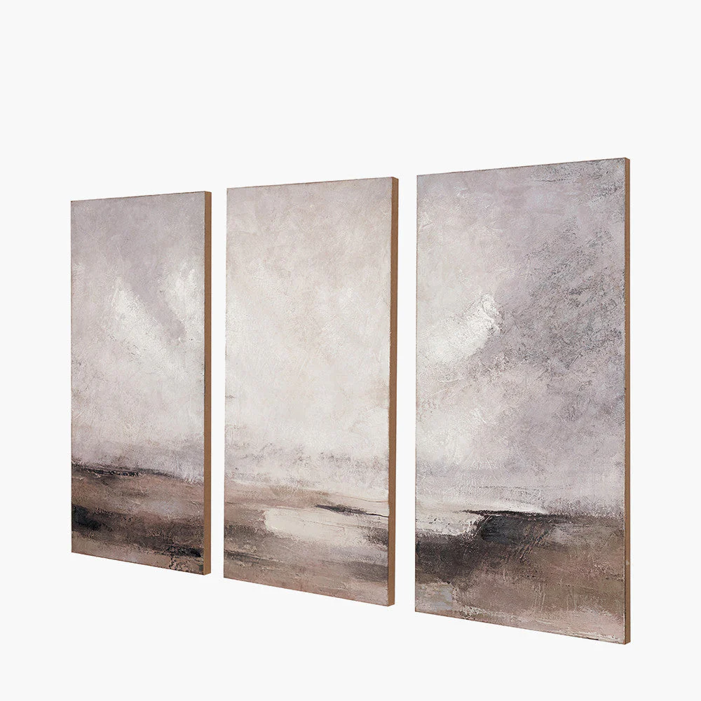 S/3 Grey and Neutrals Abstract Landscape Canvases - Image 2