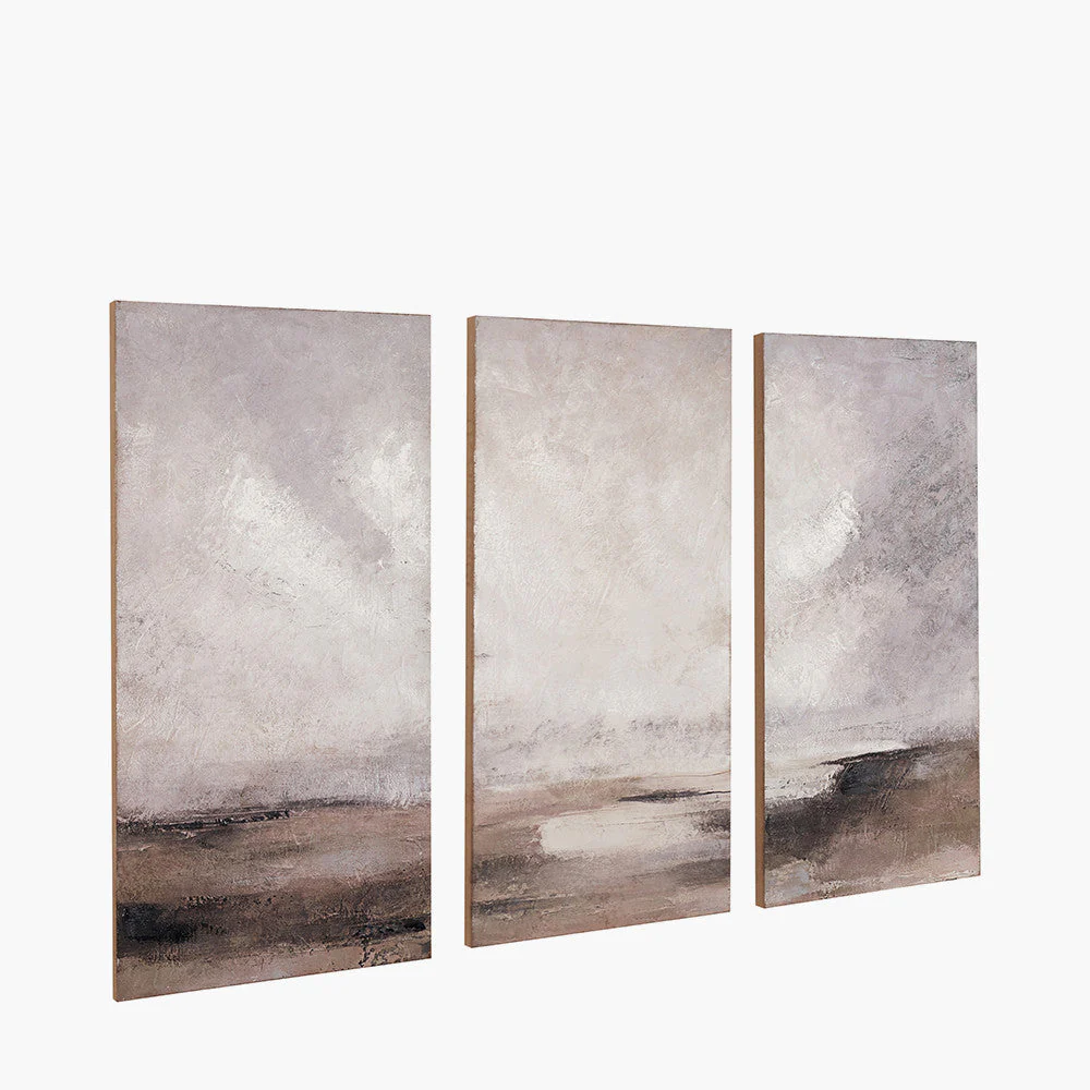 S/3 Grey and Neutrals Abstract Landscape Canvases - Image 3