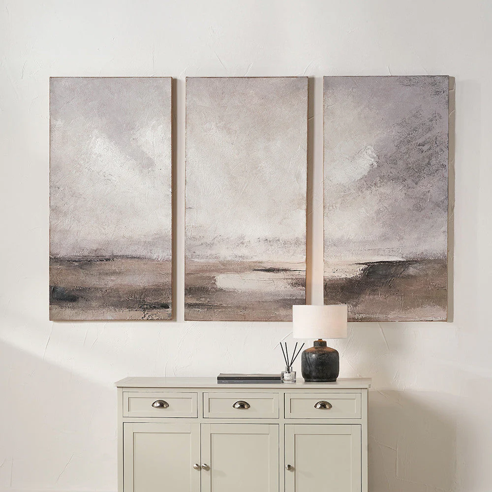 S/3 Grey and Neutrals Abstract Landscape Canvases - Image 6